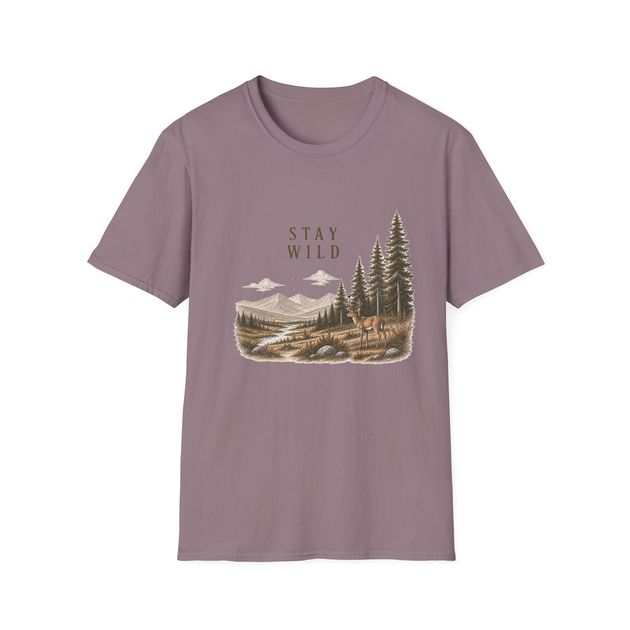 Stay Wild Deer Mountain Tee — Nature Graphic T-Shirt