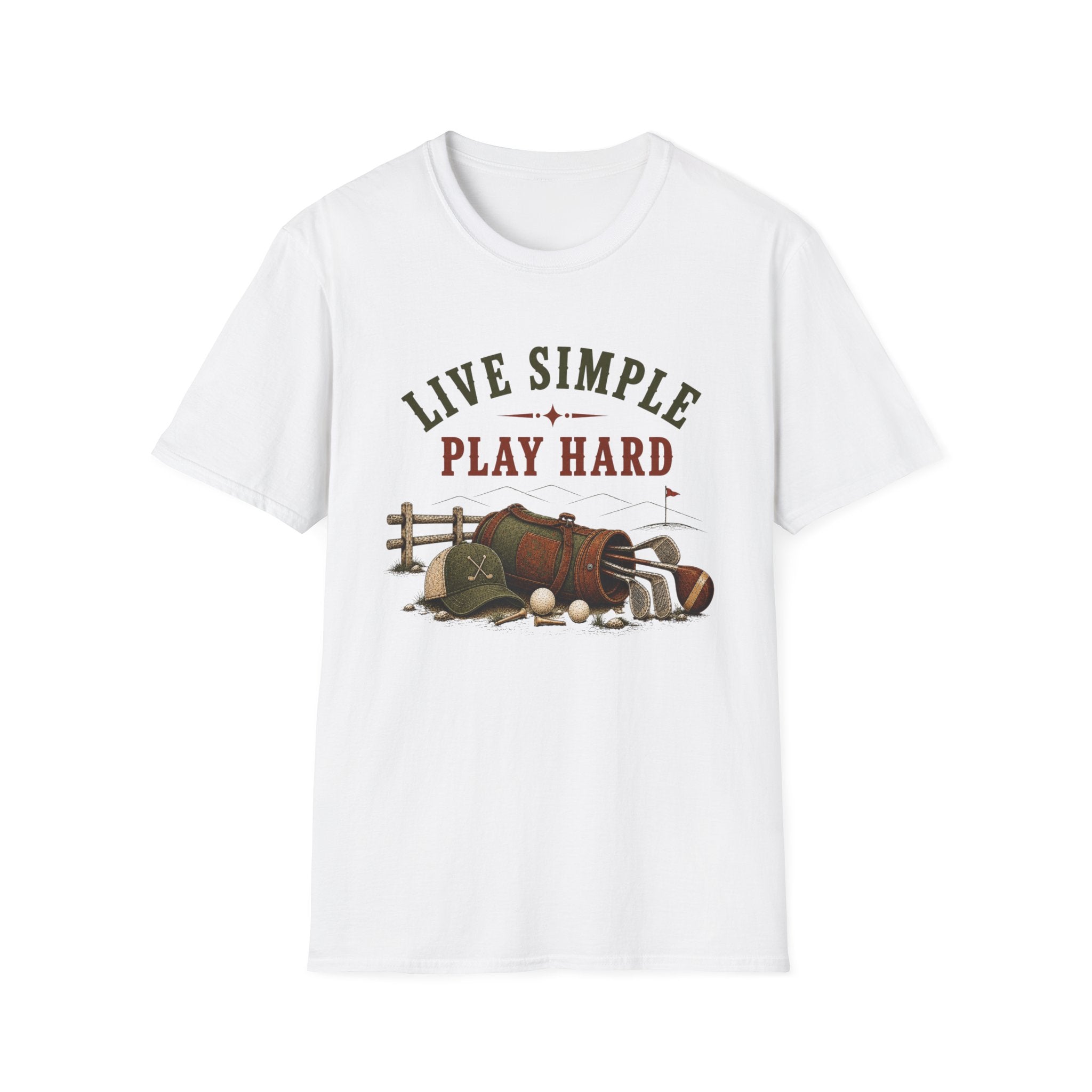 Live Simple Play Hard Golf T-Shirt — Casual Outdoor Golfing Graphic Tee