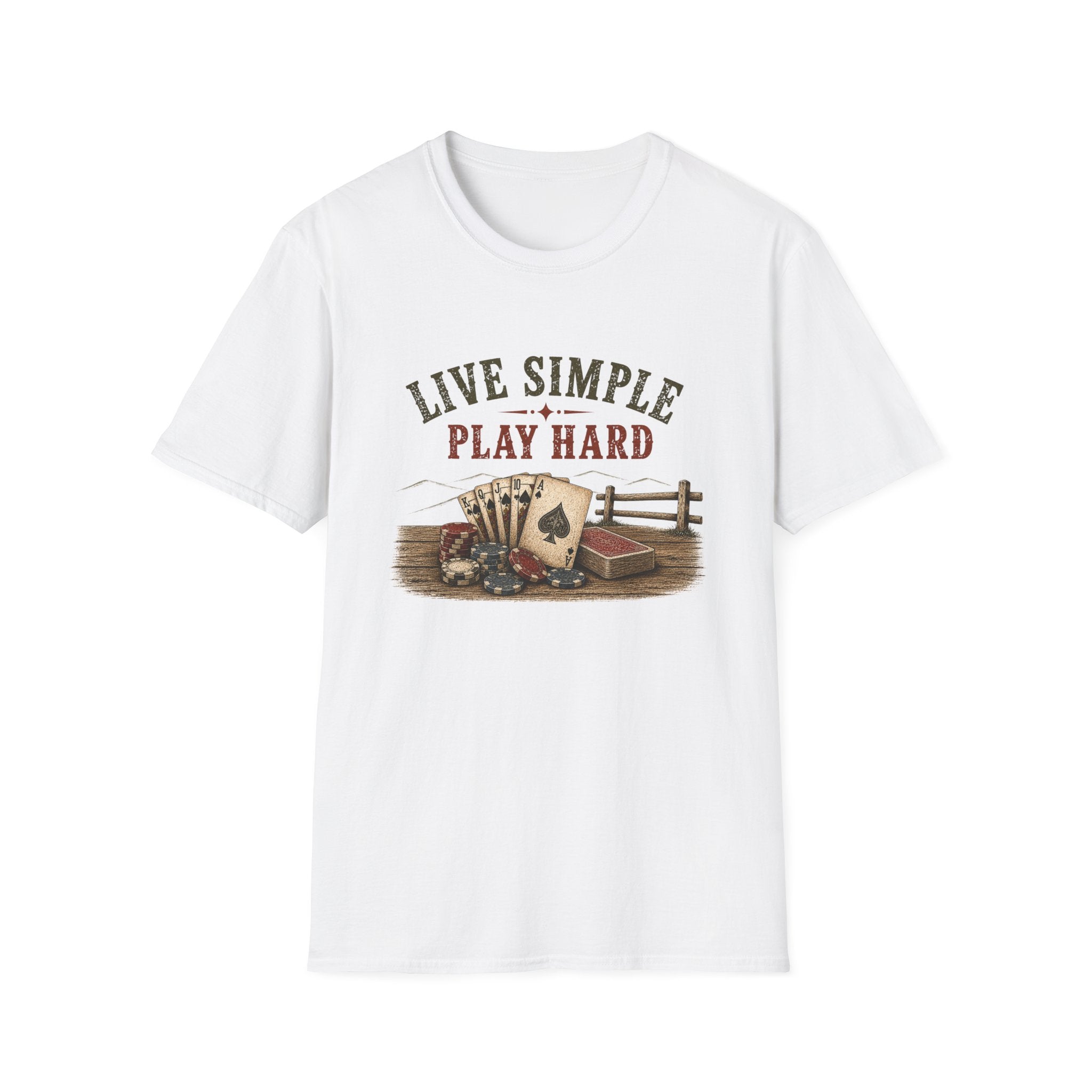 Live Simple Play Hard T-Shirt — Vintage Poker & Ranch Graphic Tee