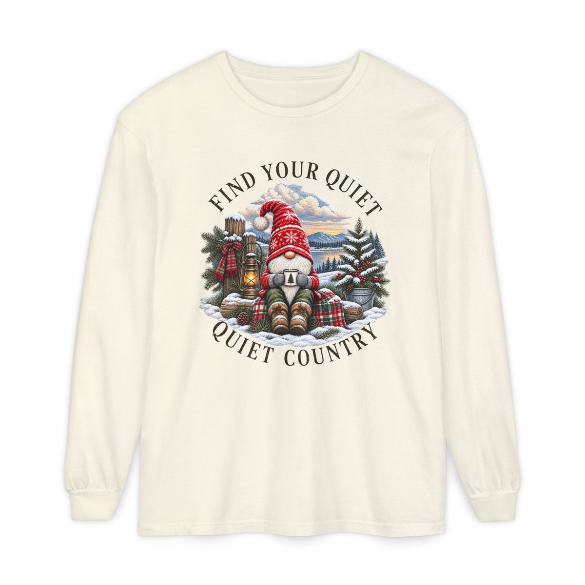 Find Your Quiet Country Long Sleeve — Cozy Gnome Woodland Tee