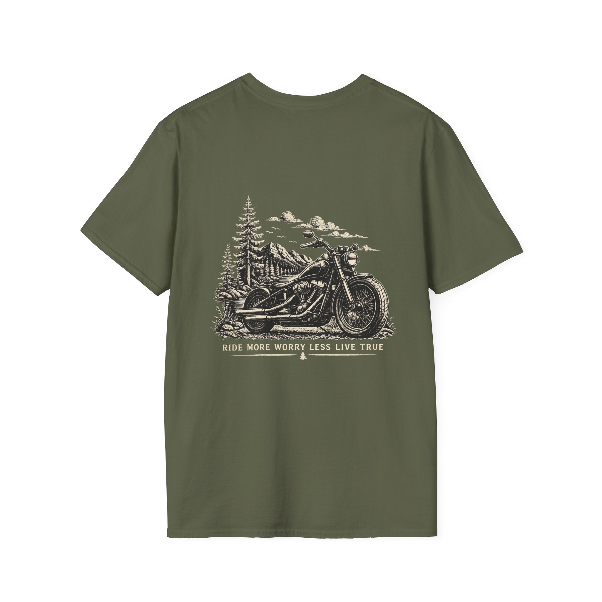Motorcycle Tee — Classic Black Minimal Everyday T‑Shirt (Back Design)