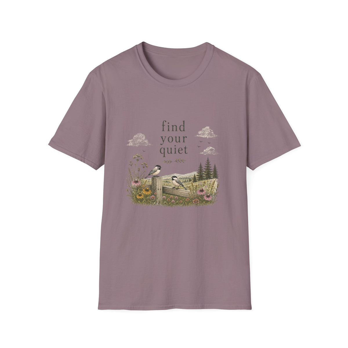 Find Your Quiet Bird T-Shirt — Nature Scene Relaxation Tee
