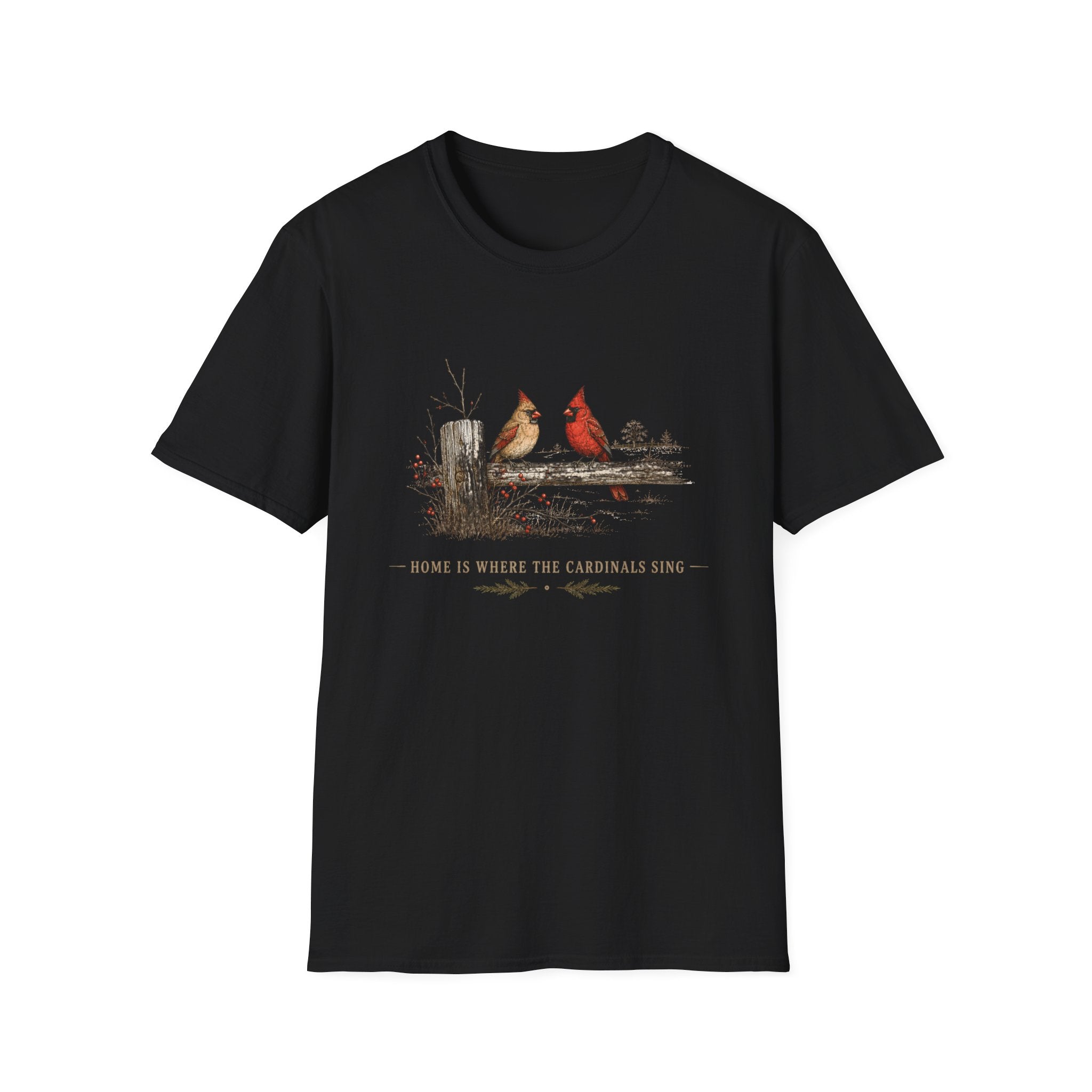 Cardinal Couple T-Shirt — Rustic Red Cardinal Tee