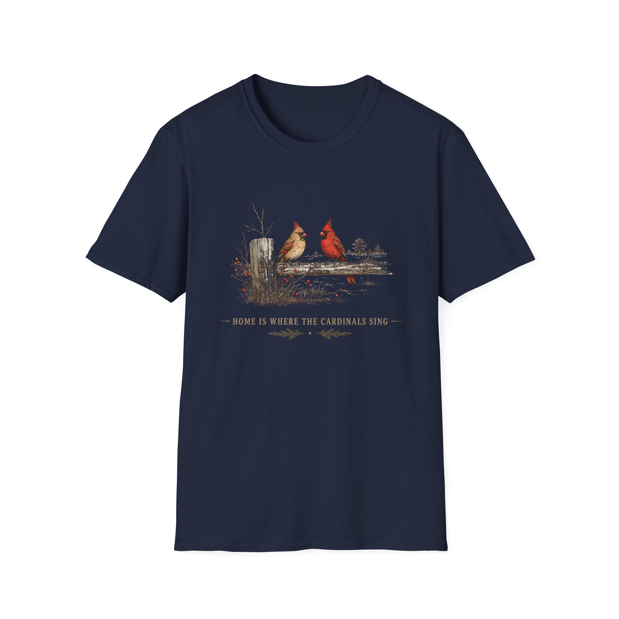 Cardinal Couple T-Shirt — Rustic Red Cardinal Tee