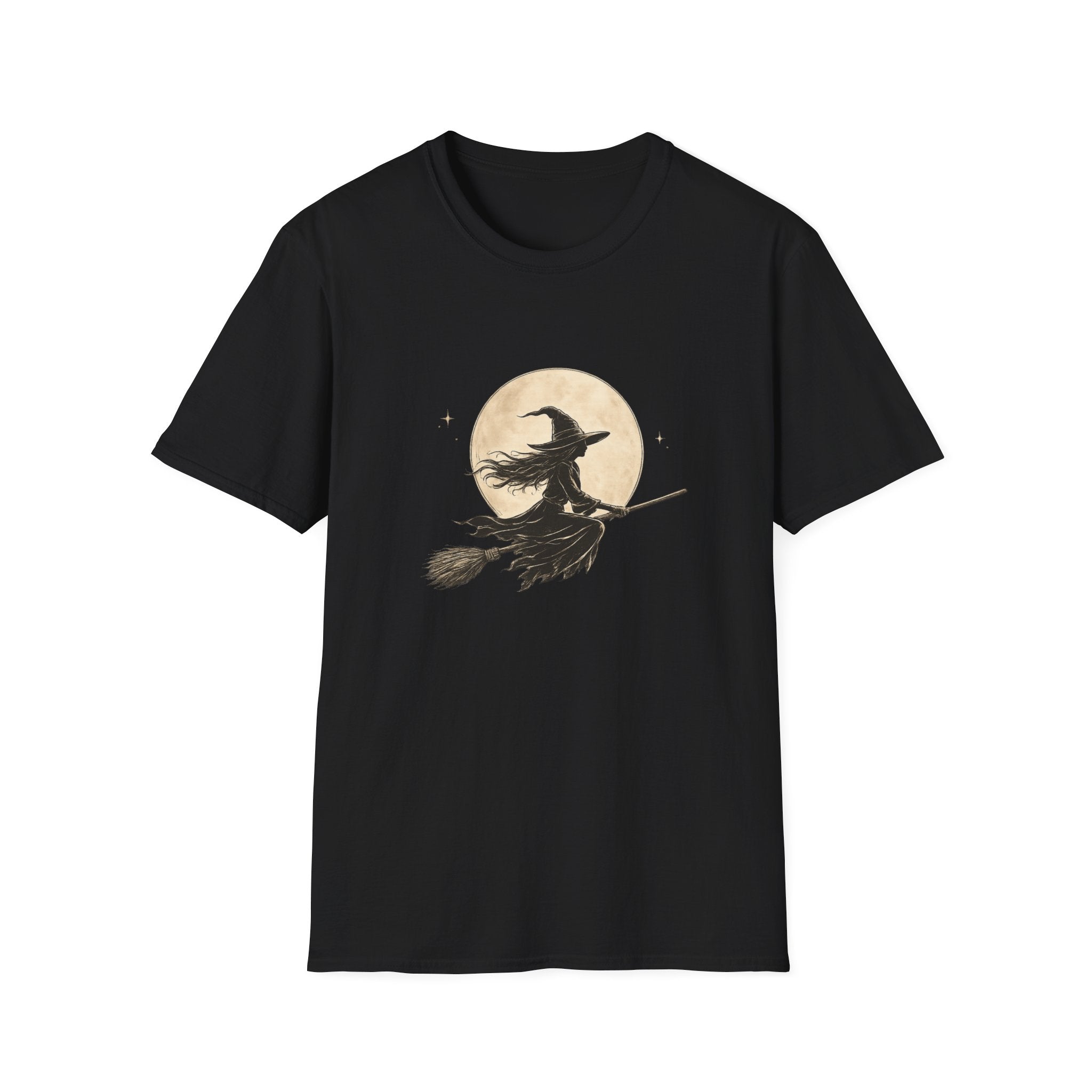 Witch Silhouette T-Shirt — Moonlit Broomstick Halloween Tee