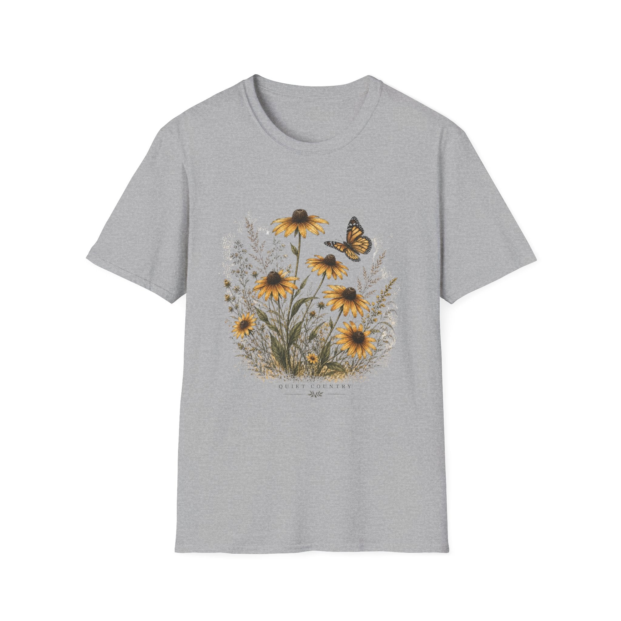 Sunflower & Monarch T-Shirt — Botanical Butterfly Floral Tee
