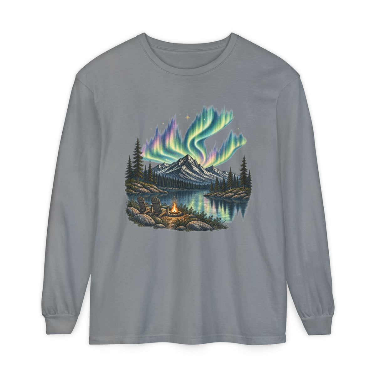 Aurora Night Camping Long Sleeve Tee