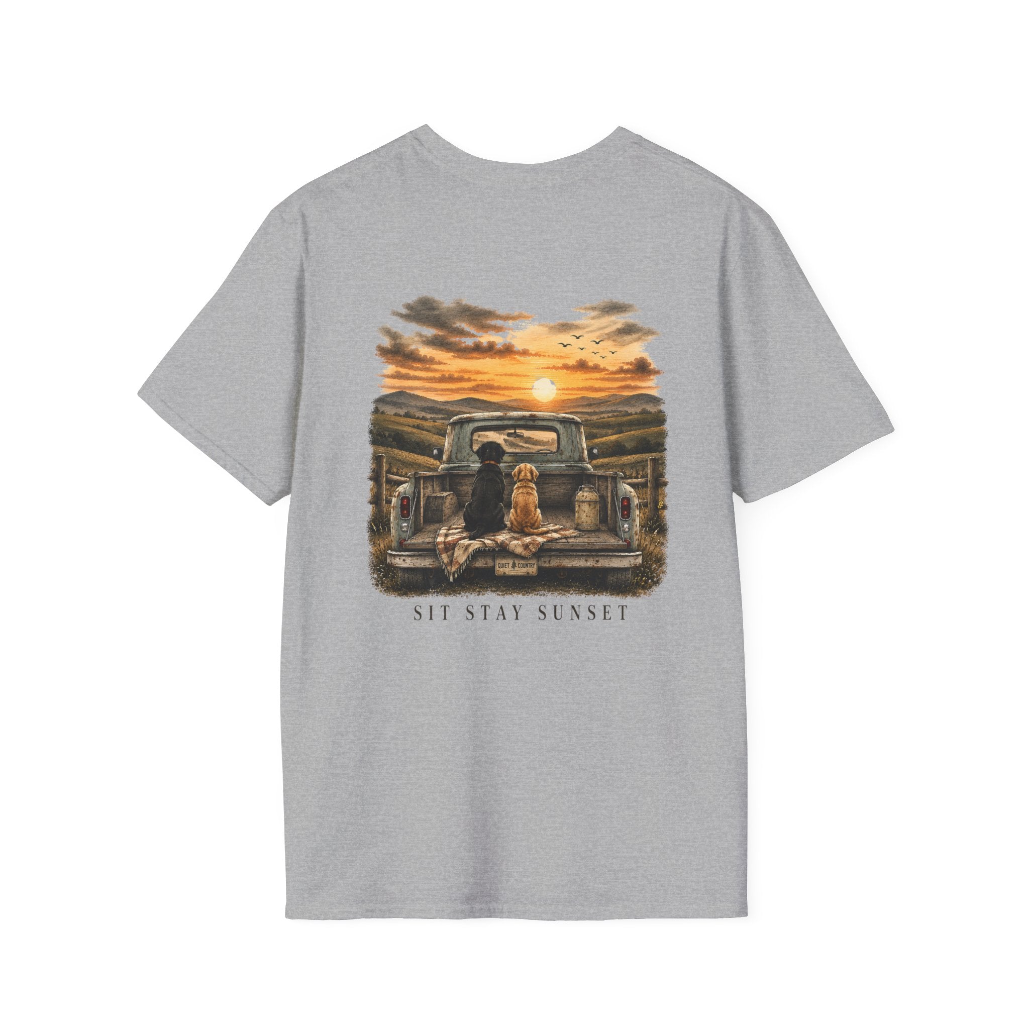 Sit Stay Sunset— Dogs Casual Tee
