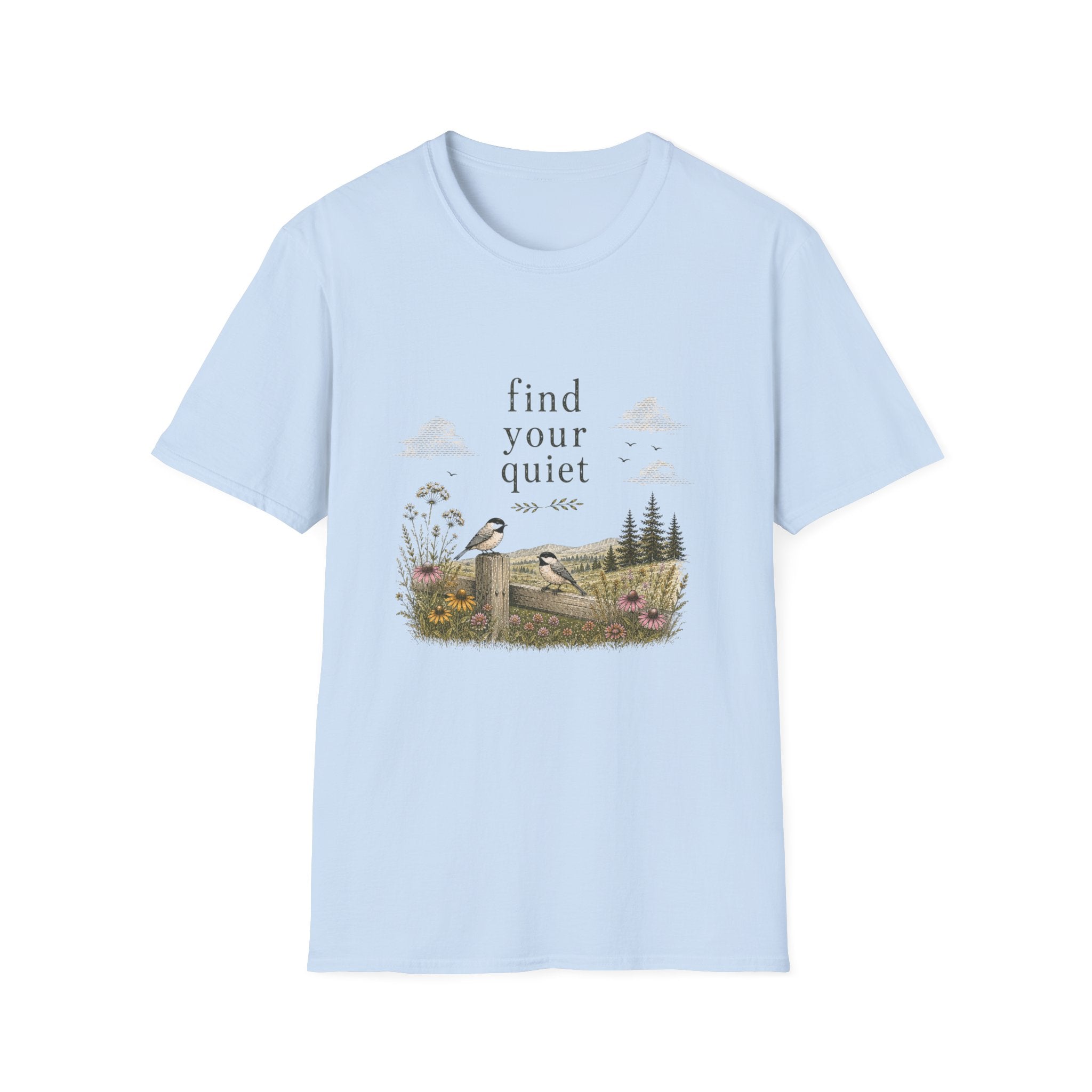 Find Your Quiet Bird T-Shirt — Nature Scene Relaxation Tee