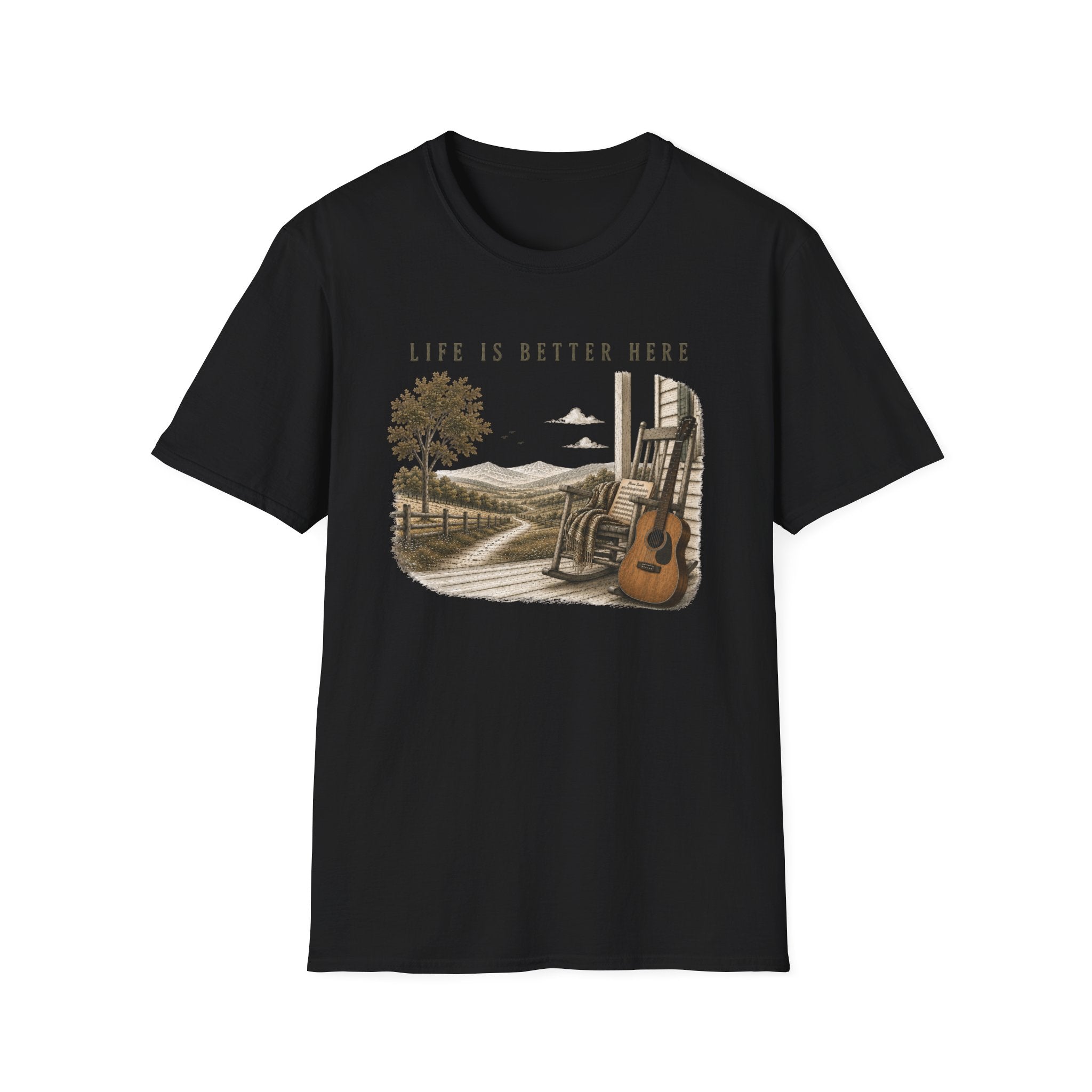 Life Is Better Here Tee — Vintage Country Guitar T‑Shirt