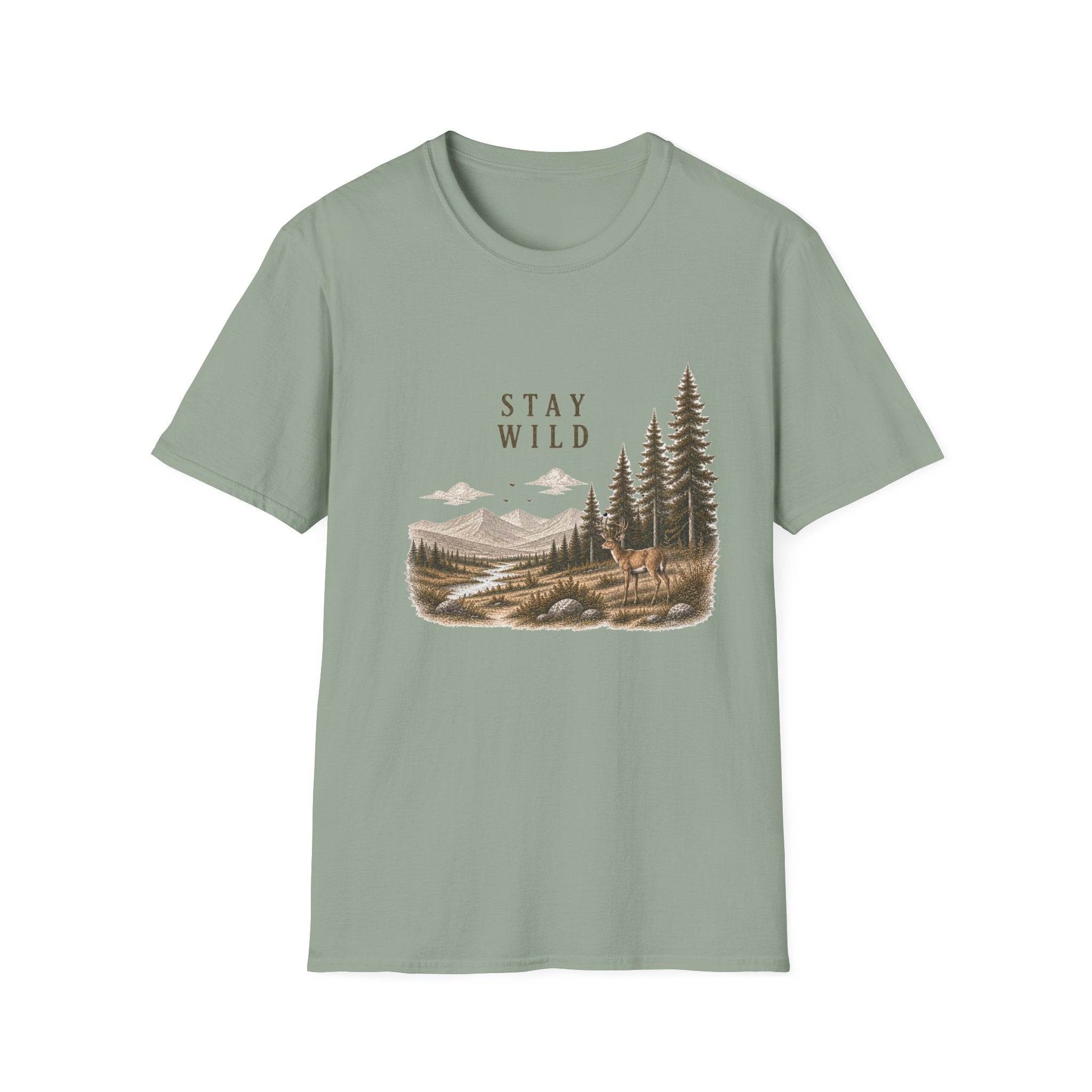 Stay Wild Deer Mountain Tee — Nature Graphic T-Shirt