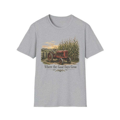 Farm Sunset T‑Shirt – 'Where the Good Days Grow' Vintage Tractor Tee