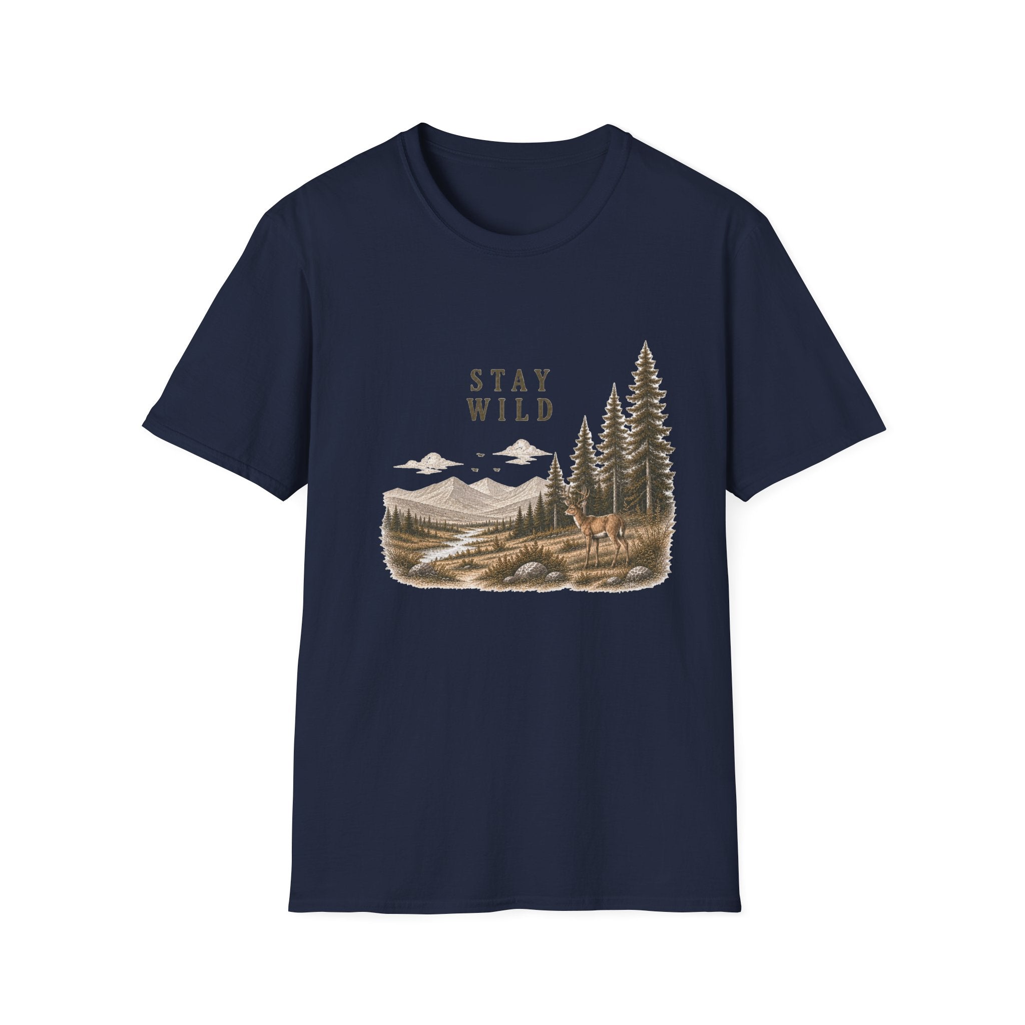 Stay Wild Deer Mountain Tee — Nature Graphic T-Shirt
