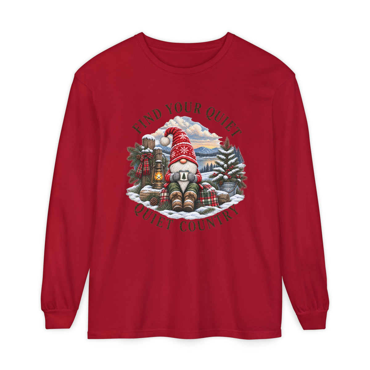 Find Your Quiet Country Long Sleeve — Cozy Gnome Woodland Tee