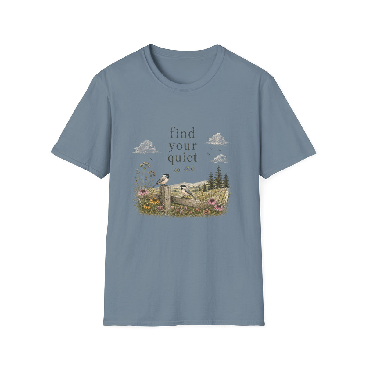 Find Your Quiet Bird T-Shirt — Nature Scene Relaxation Tee
