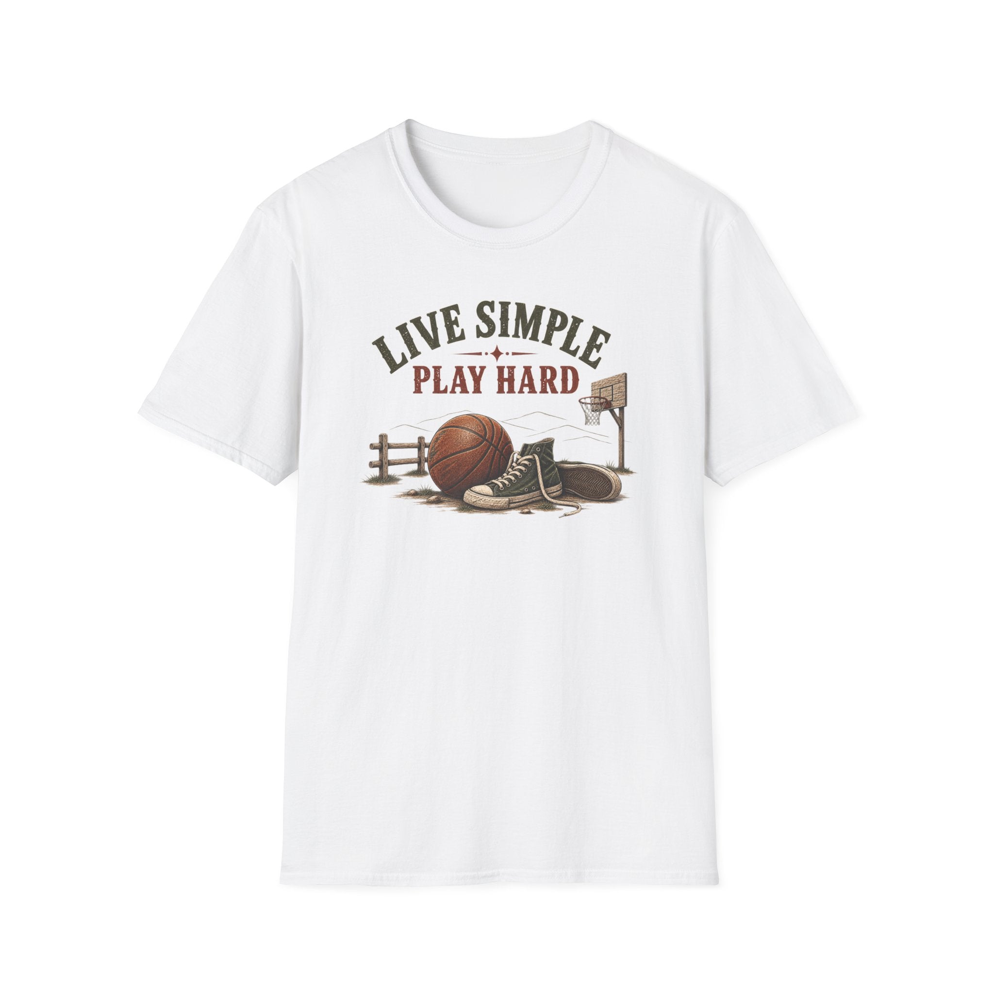 Live Simple Play Hard Basketball T‑Shirt — Casual Sports Tee for Players & Fans