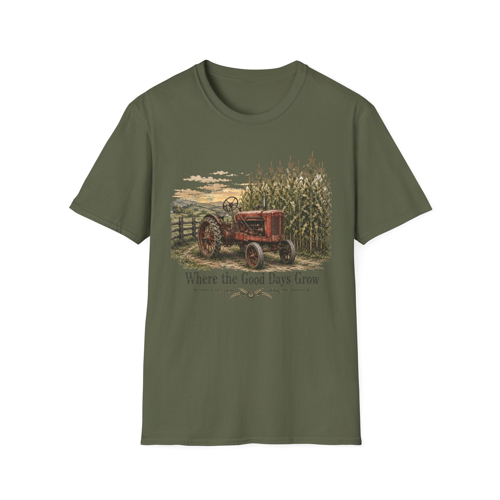 Farm Life T‑Shirt — 'Where the Good Days Grow' Vintage Tractor Tee