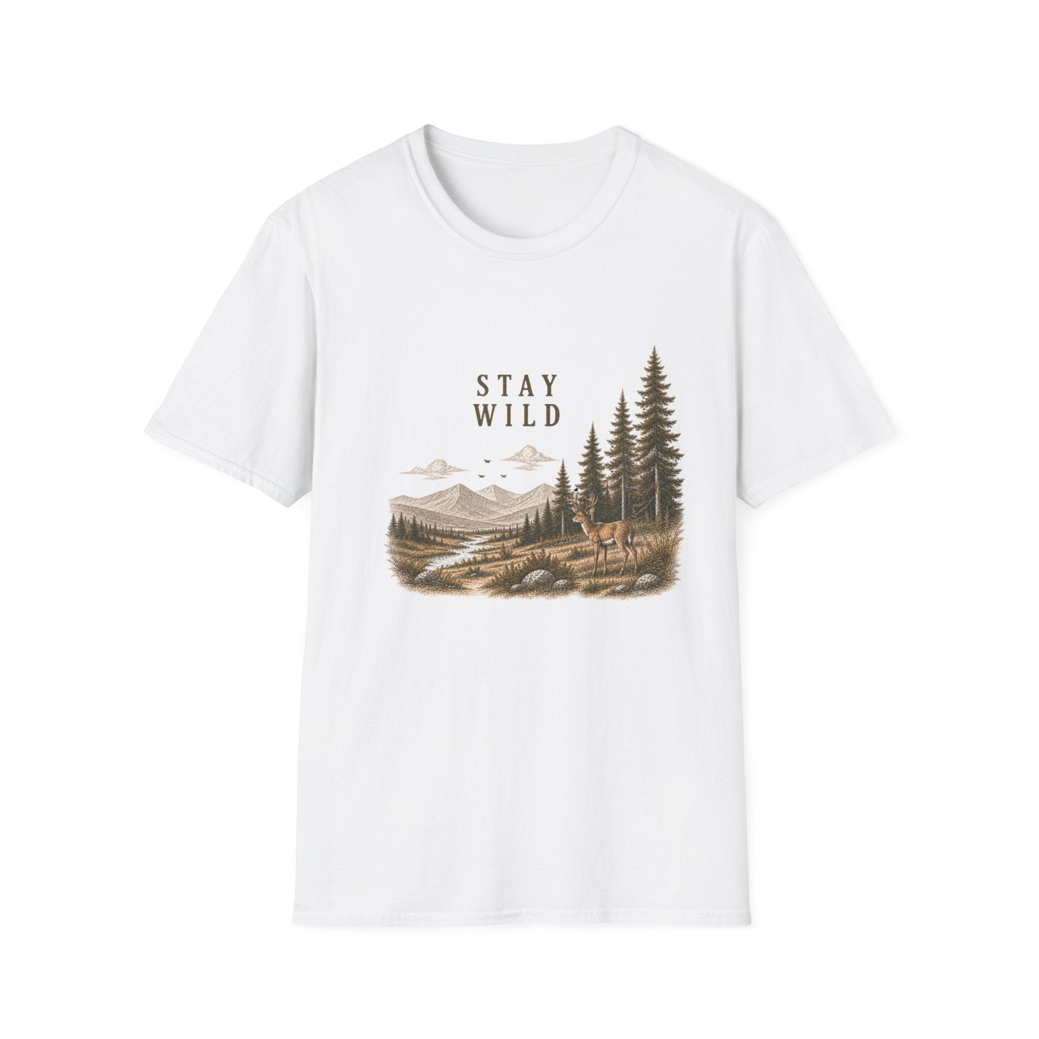 Stay Wild Deer Mountain Tee — Nature Graphic T-Shirt