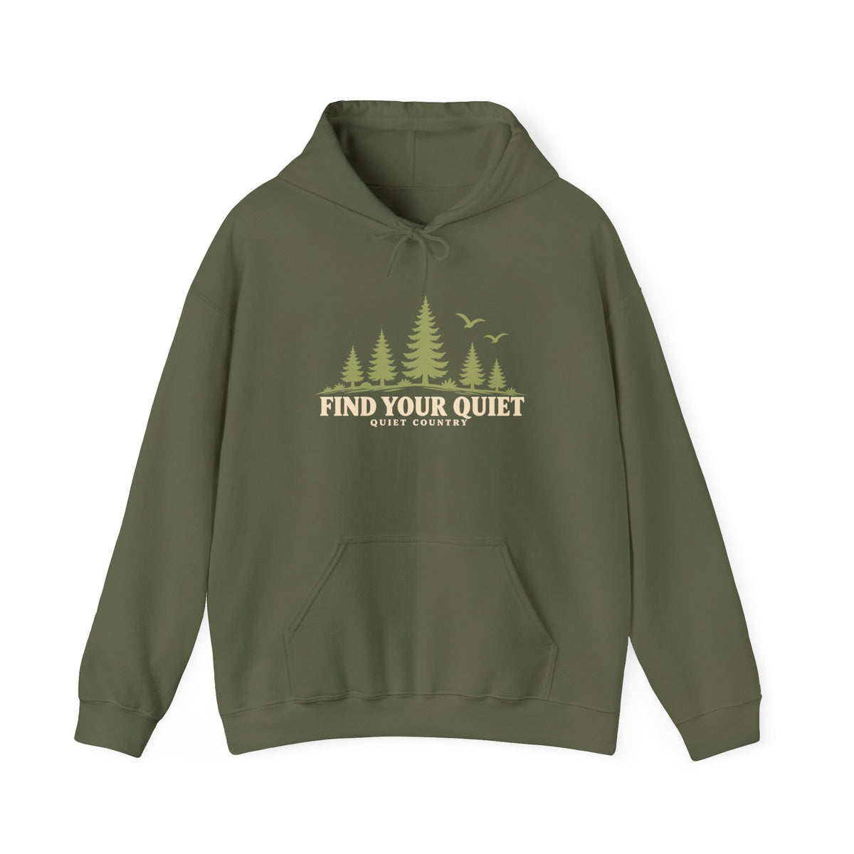 Find Your Quiet Hoodie – Outdoor Nature Pullover with Trees & Birds