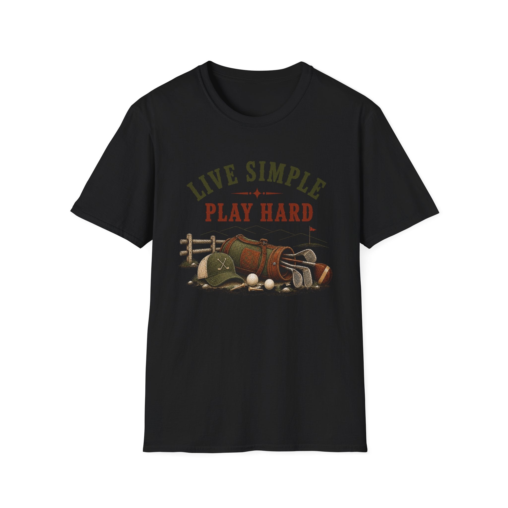 Live Simple Play Hard Golf T-Shirt — Casual Outdoor Golfing Graphic Tee