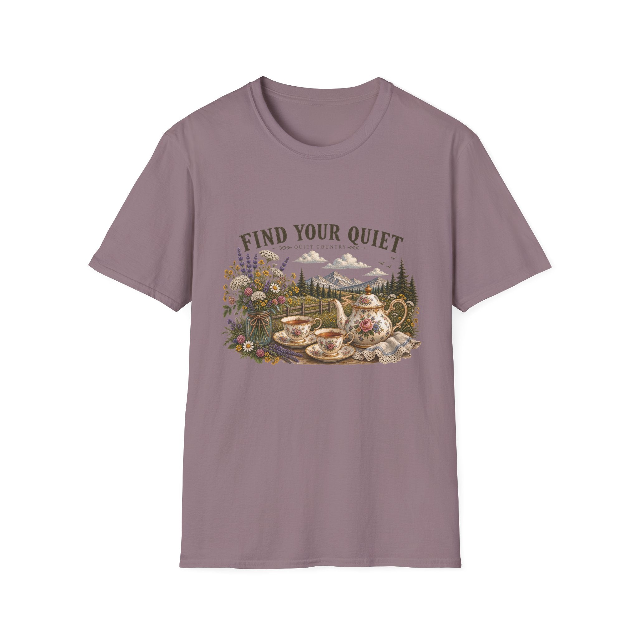 Find Your Quiet T-Shirt — Scenic Cabin Nature Graphic Tee
