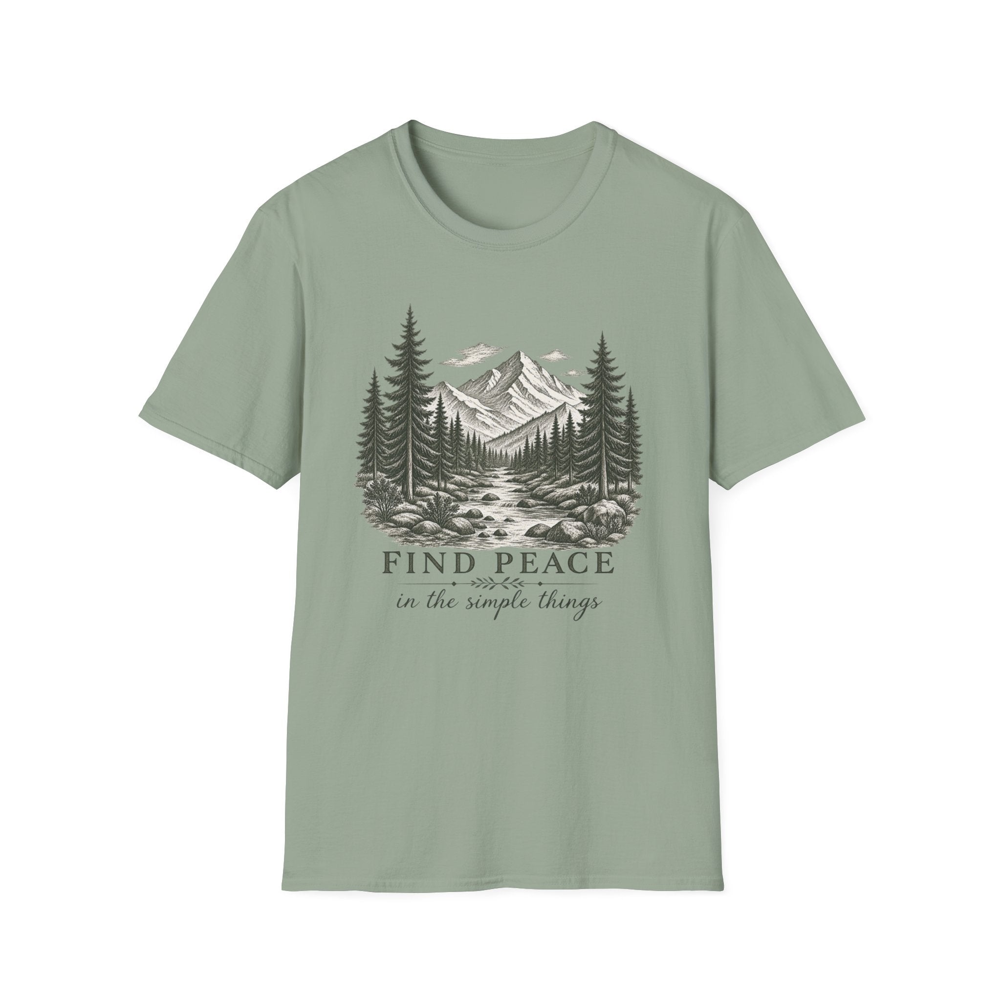 Find Peace Mountain T-Shirt — Vintage Forest Scenic Tee