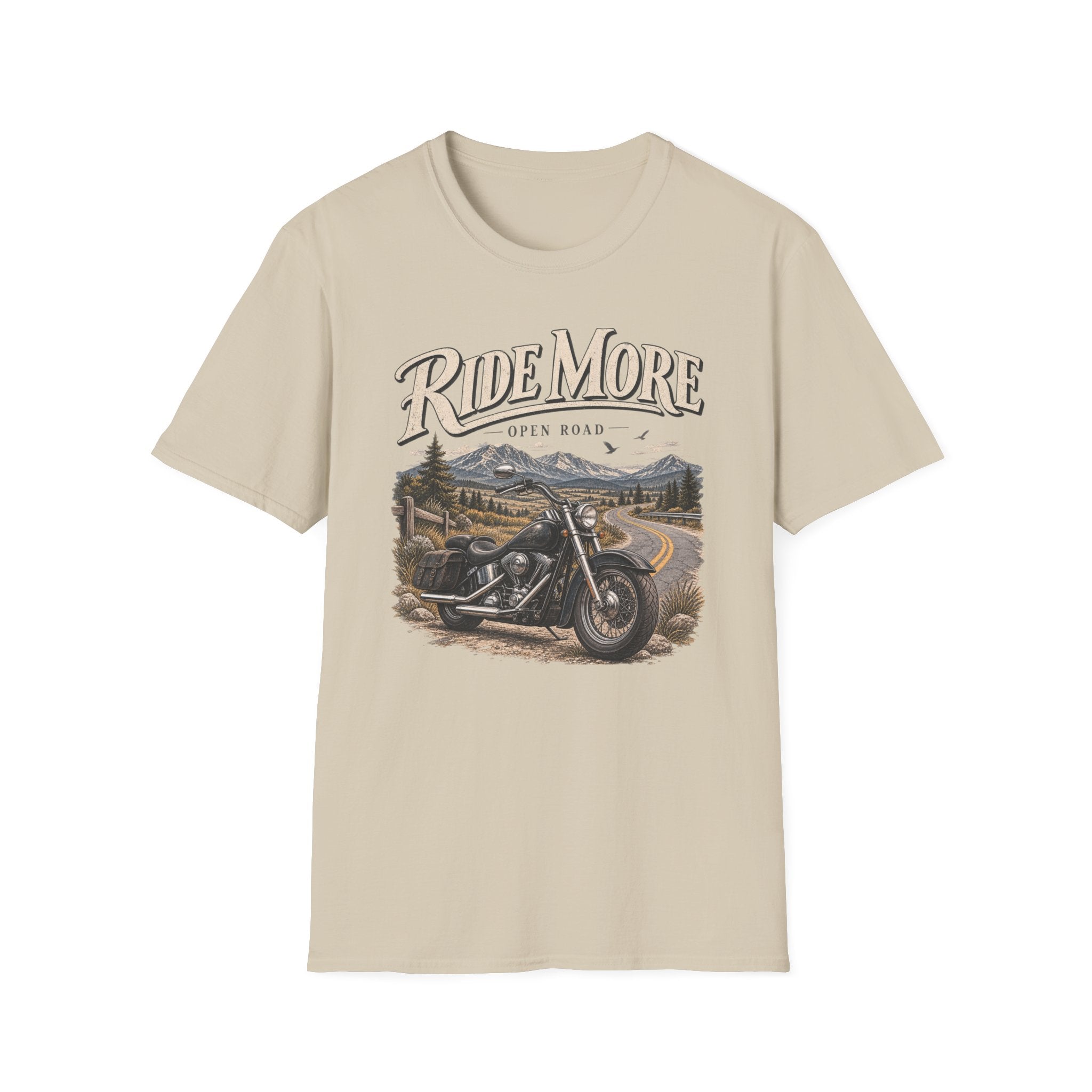 Ride More Motorcycle T‑Shirt — Open Road Scenic Biker Graphic Tee