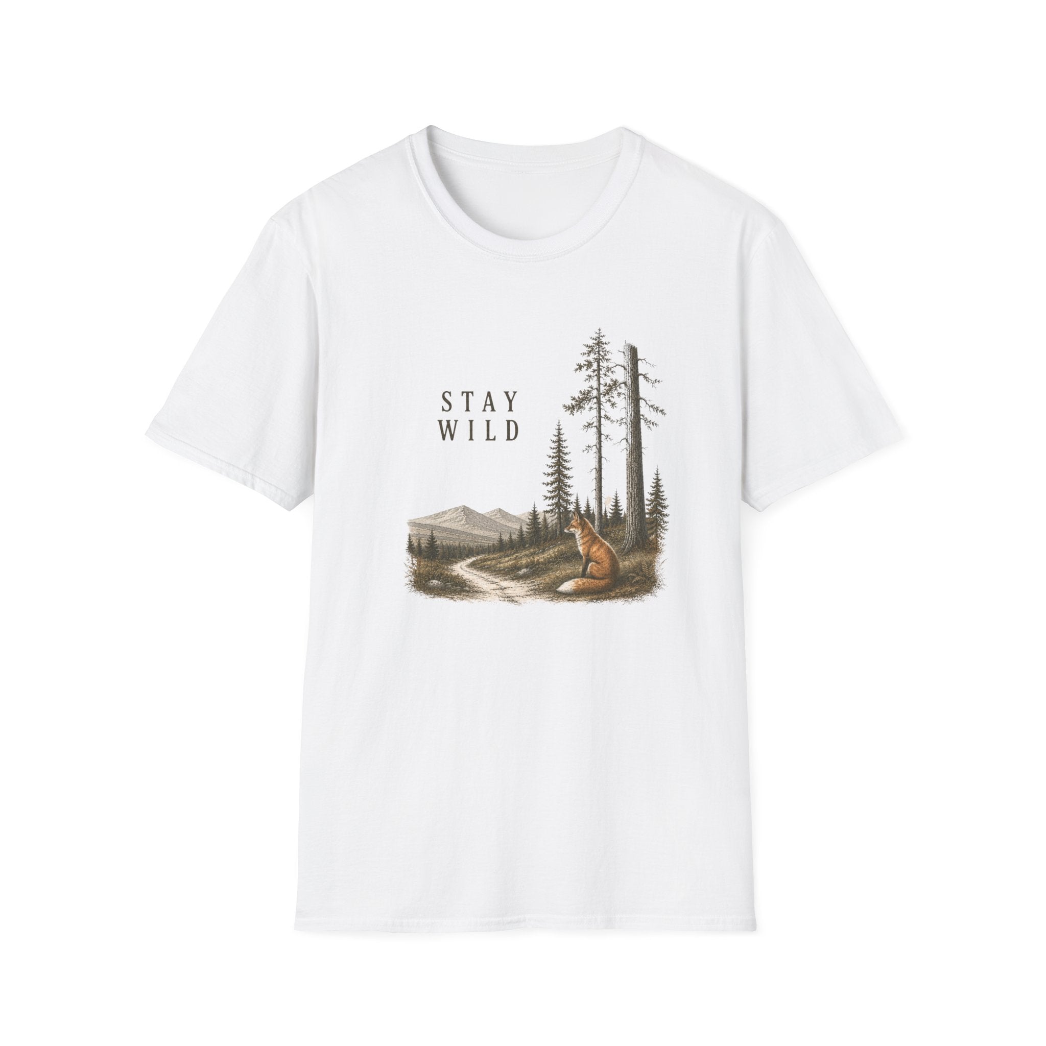 Stay Wild Fox Nature T-Shirt — Scenic Forest Mountains Tee