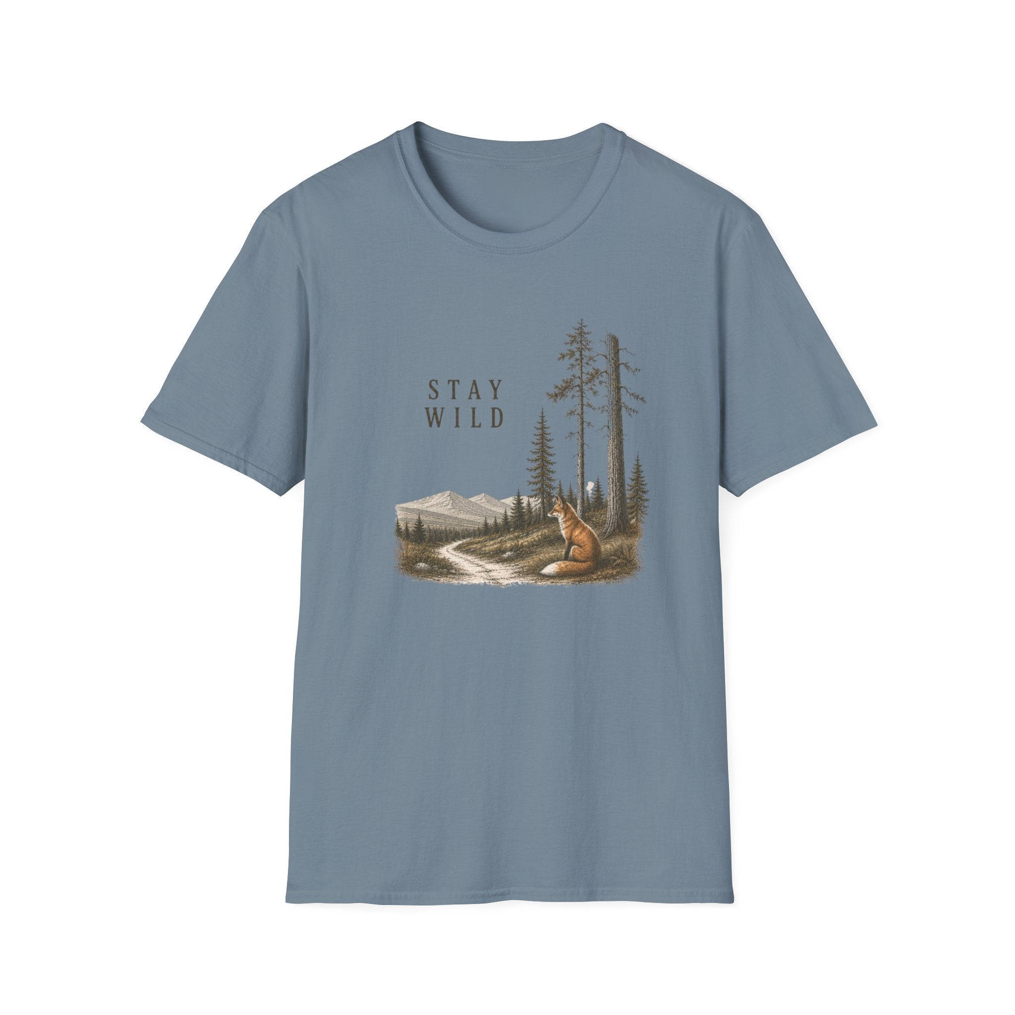 Stay Wild Fox Nature T-Shirt — Scenic Forest Mountains Tee