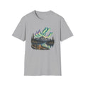 Aurora Mountain Tee — Northern Lights Camping T-Shirt