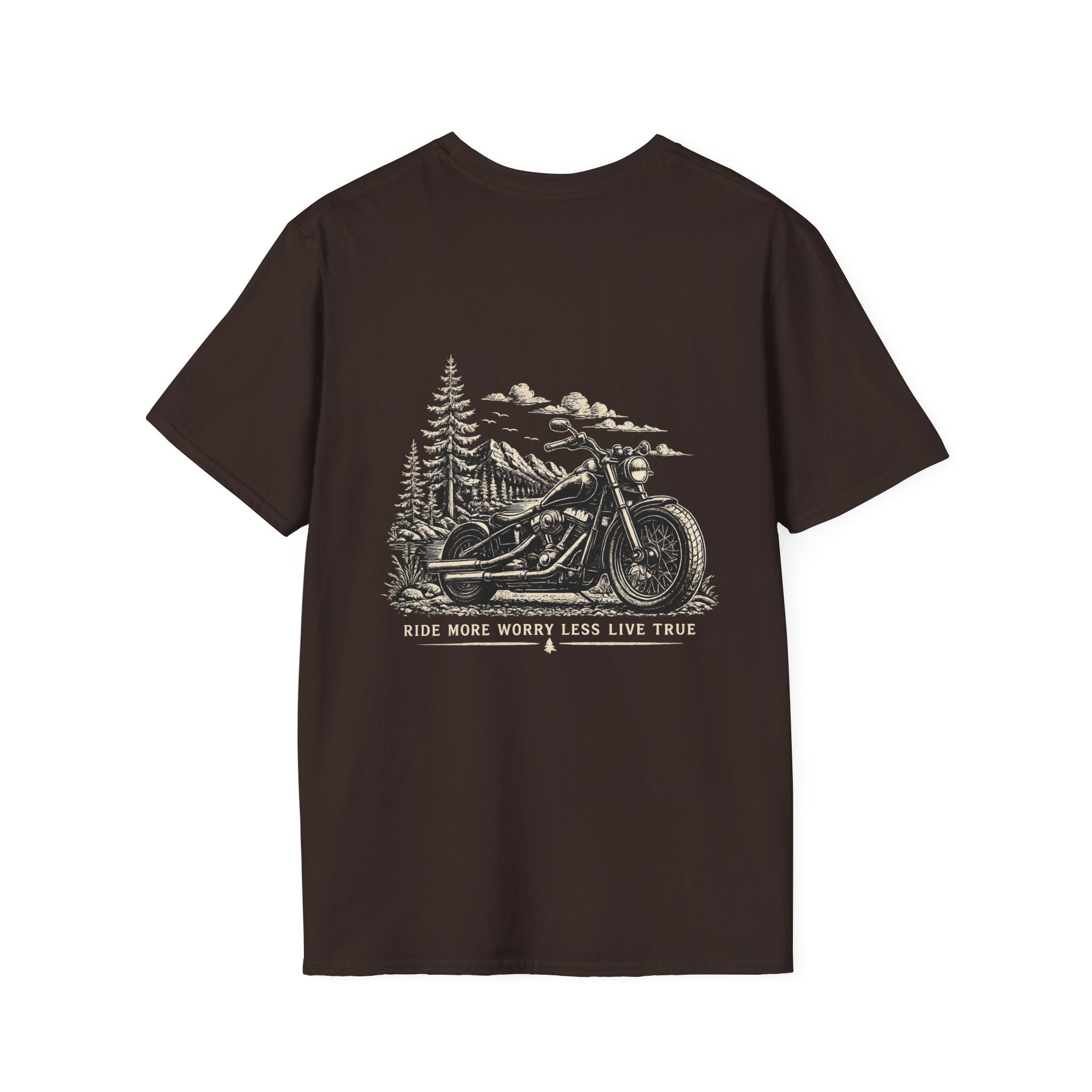 Motorcycle Tee — Classic Black Minimal Everyday T‑Shirt (Back Design)