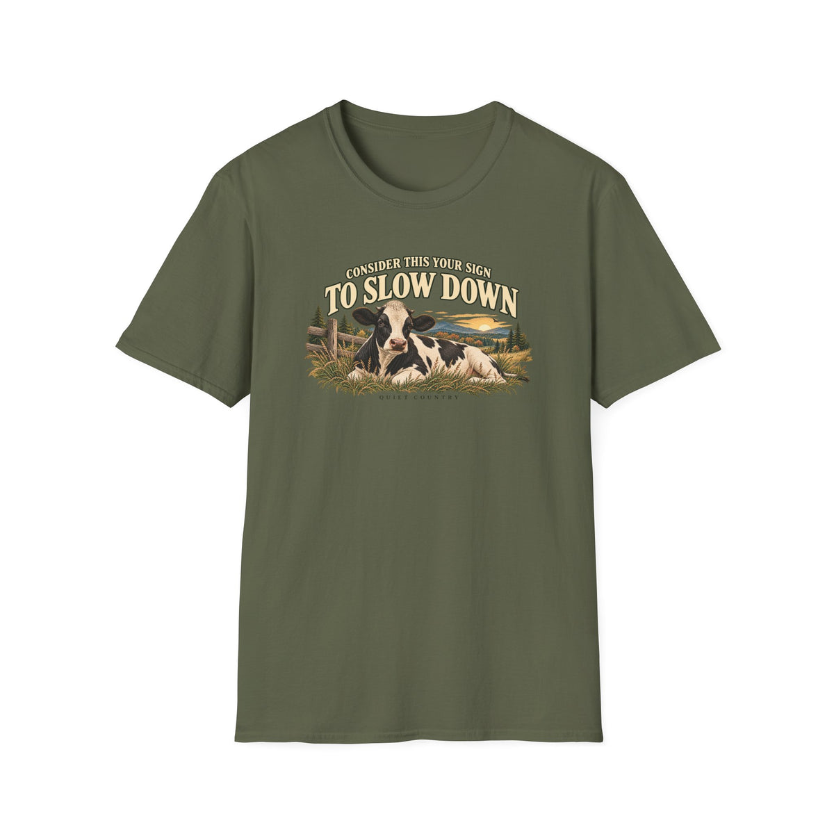 Cow Print Cow T-Shirt – "Some Days You Just Need To Slow Down" Relaxed Farm Tee