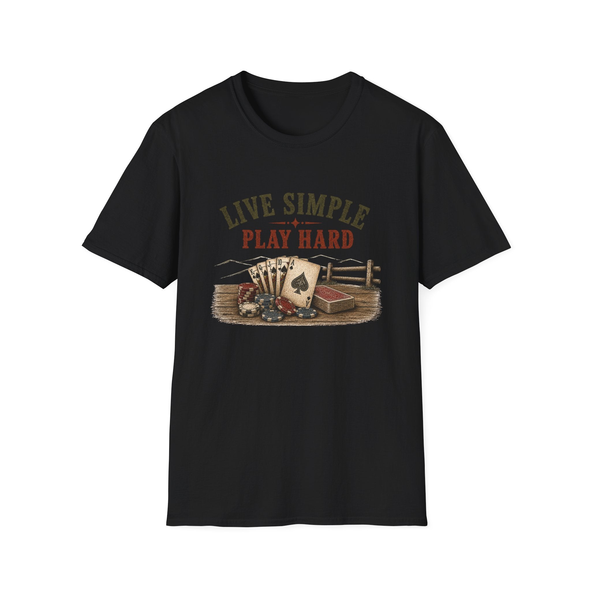 Live Simple Play Hard T-Shirt — Vintage Poker & Ranch Graphic Tee