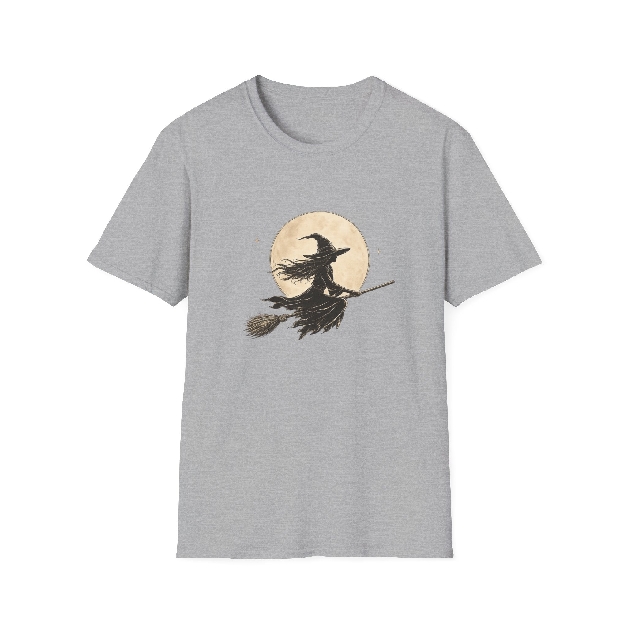 Witch Silhouette T-Shirt — Moonlit Broomstick Halloween Tee