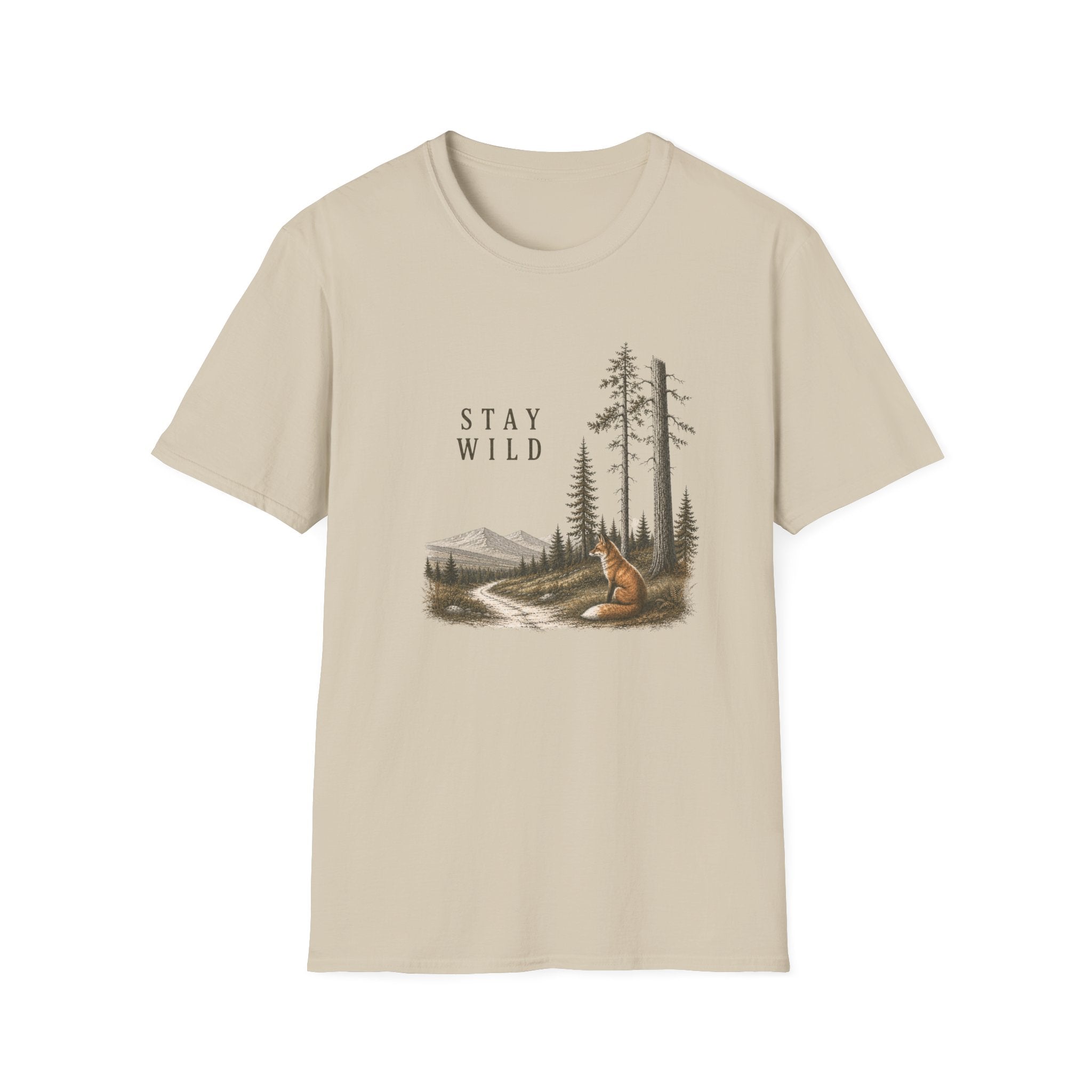 Stay Wild Fox Nature T-Shirt — Scenic Forest Mountains Tee