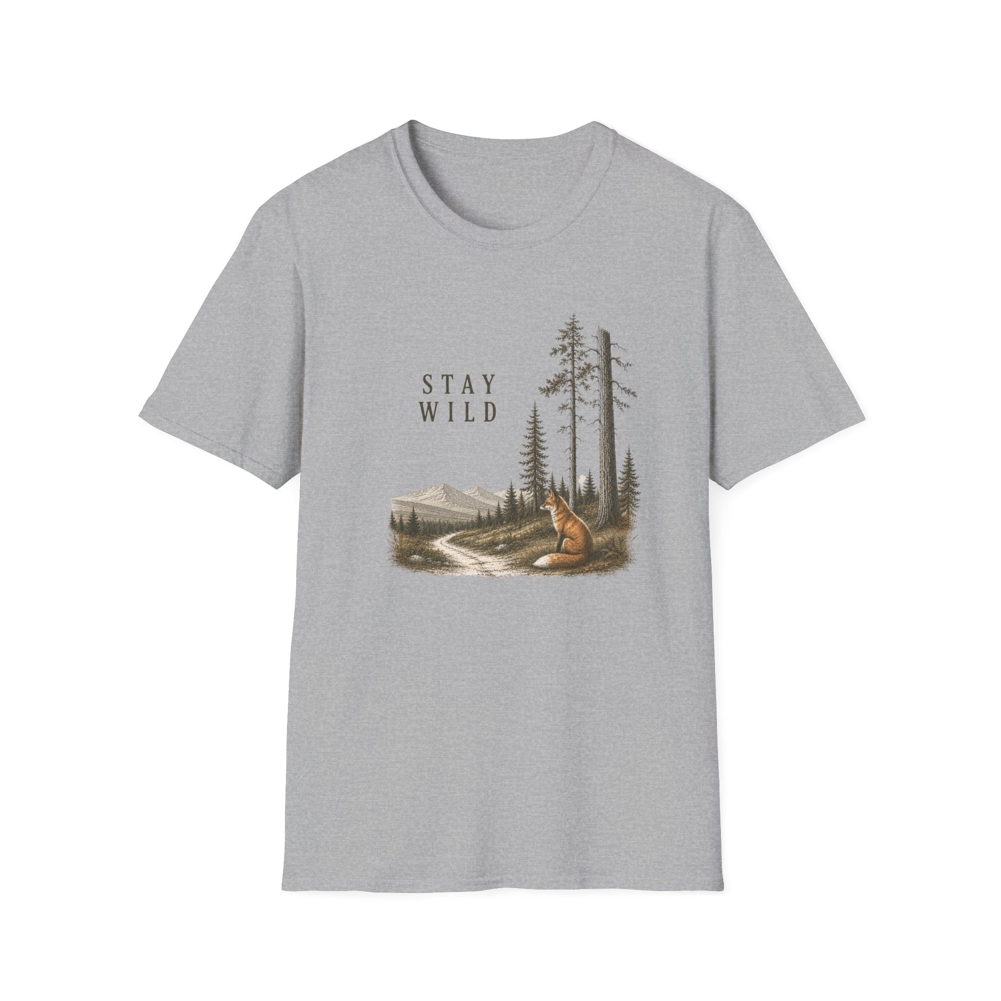 Stay Wild Fox Nature T-Shirt — Scenic Forest Mountains Tee