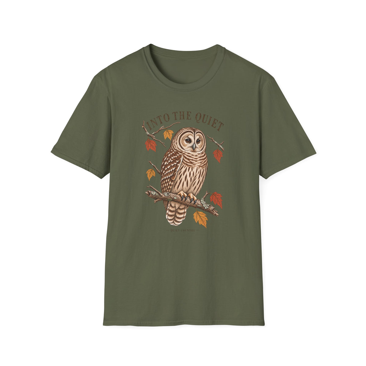 Owl Graphic T-Shirt — "Unto The Quiet" Autumn Nature Tee