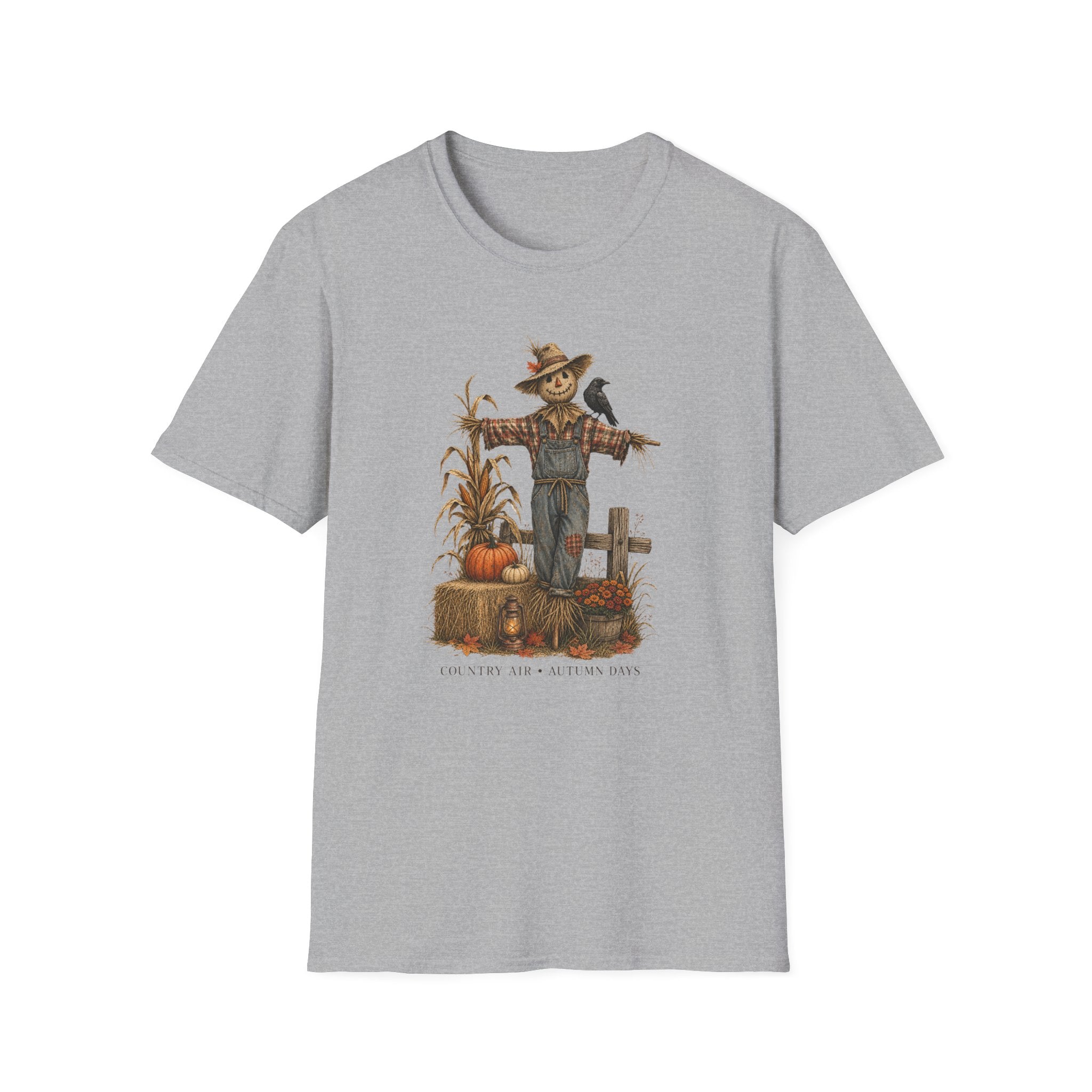 Scarecrow Harvest T-Shirt — Autumn Pumpkin Farm Fall Tee