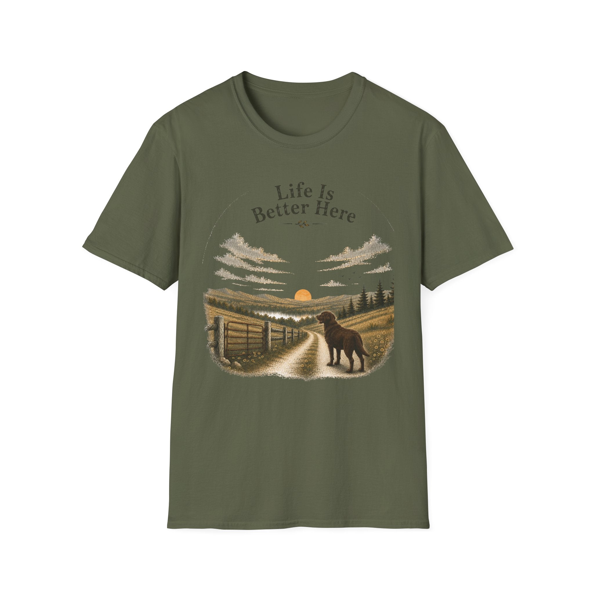Life Is Better Here T-Shirt — Chocolate Lab
