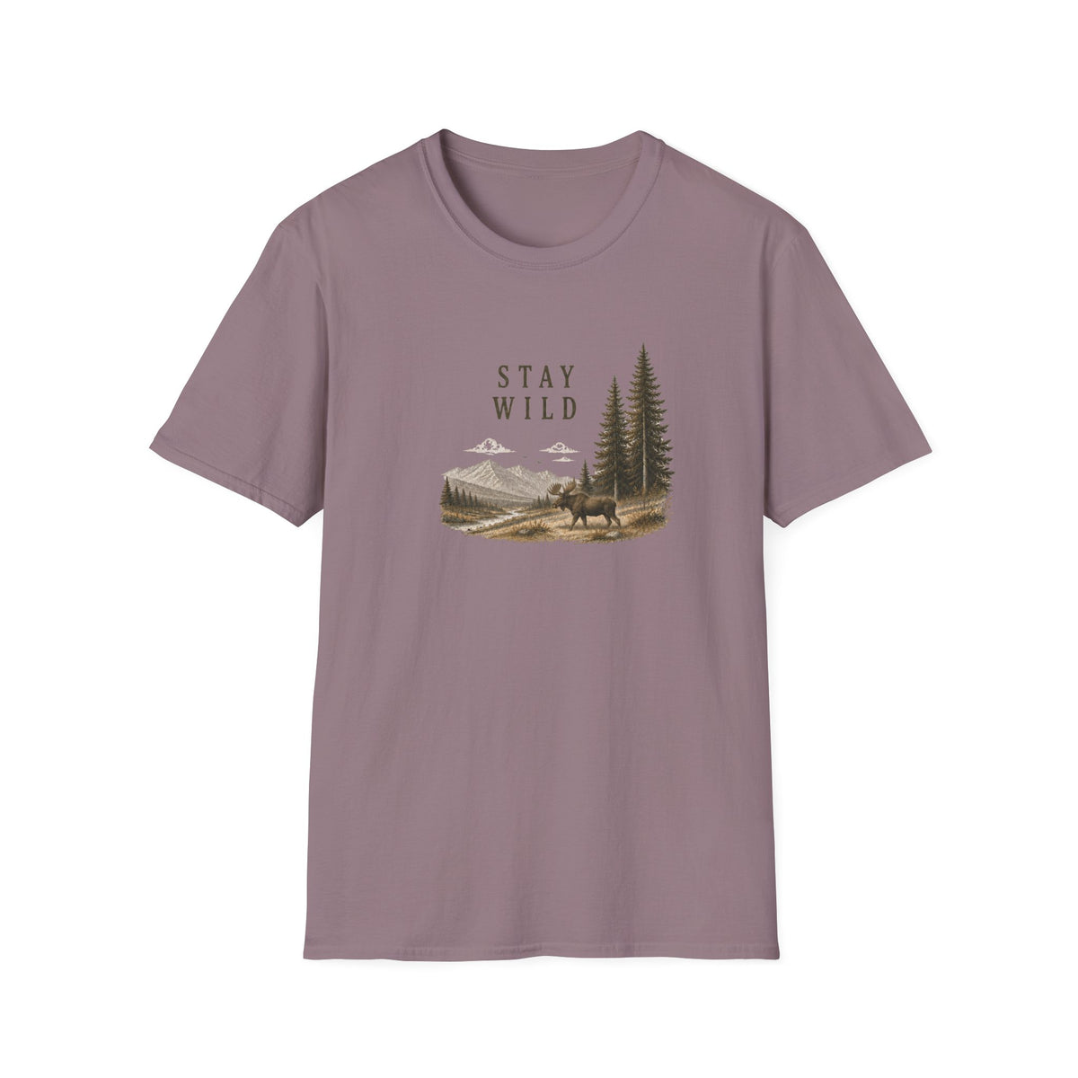 Stay Wild Mountain T-Shirt — Nature Forest Moose Graphic Tee