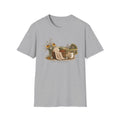 Cozy Cottage Knits T-Shirt — Yarn Basket, Mug & Wildflowers Graphic