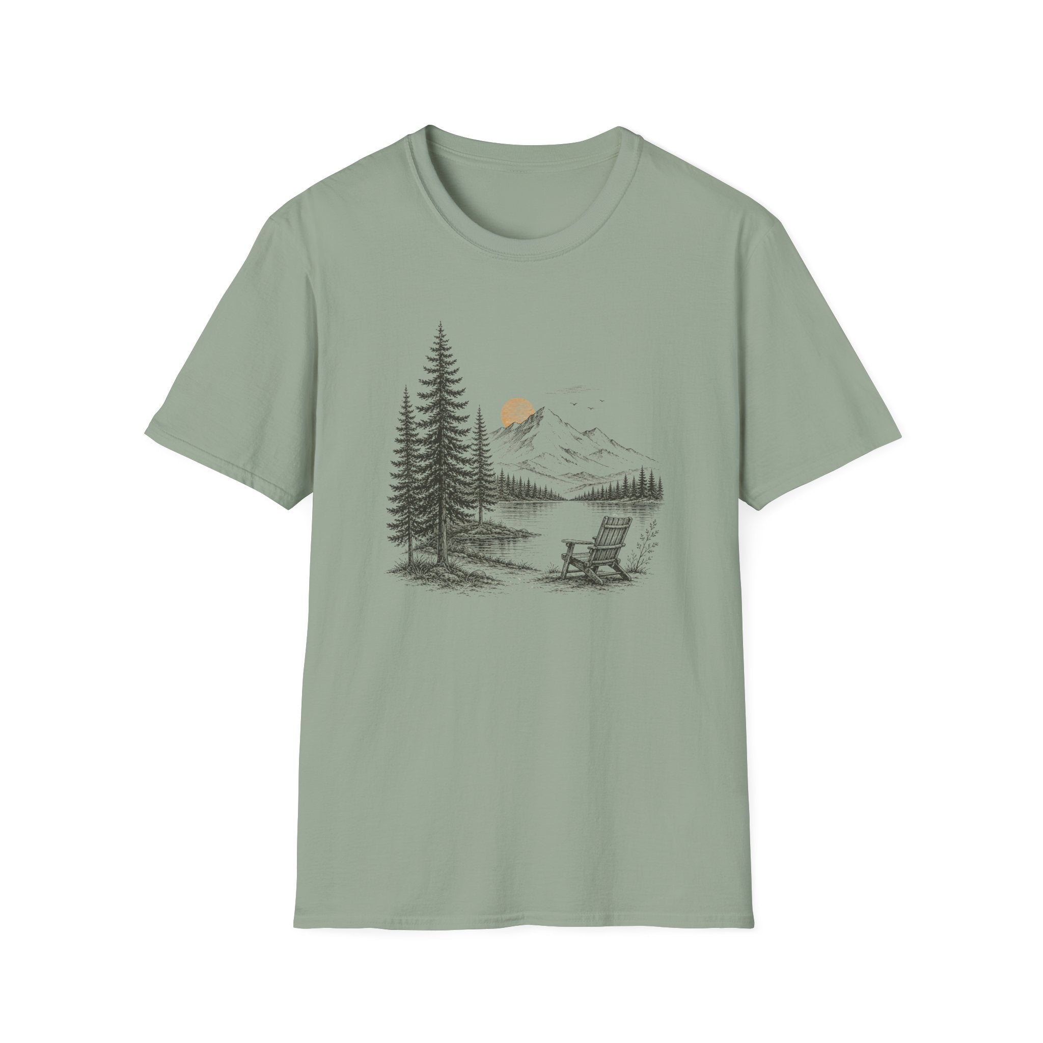 Nature Mountain Tee — Pine Forest Sunset Graphic T-Shirt