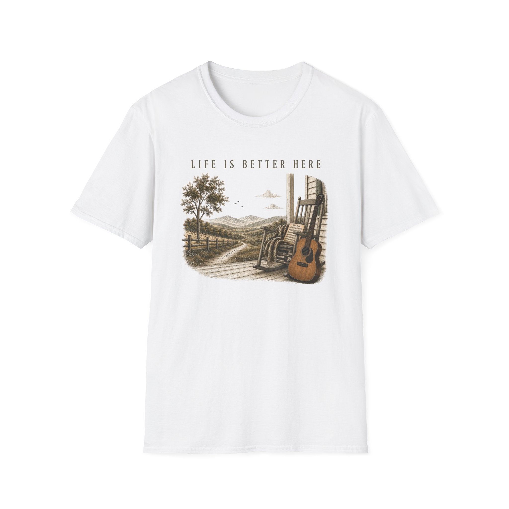 Life Is Better Here Tee — Vintage Country Guitar T‑Shirt