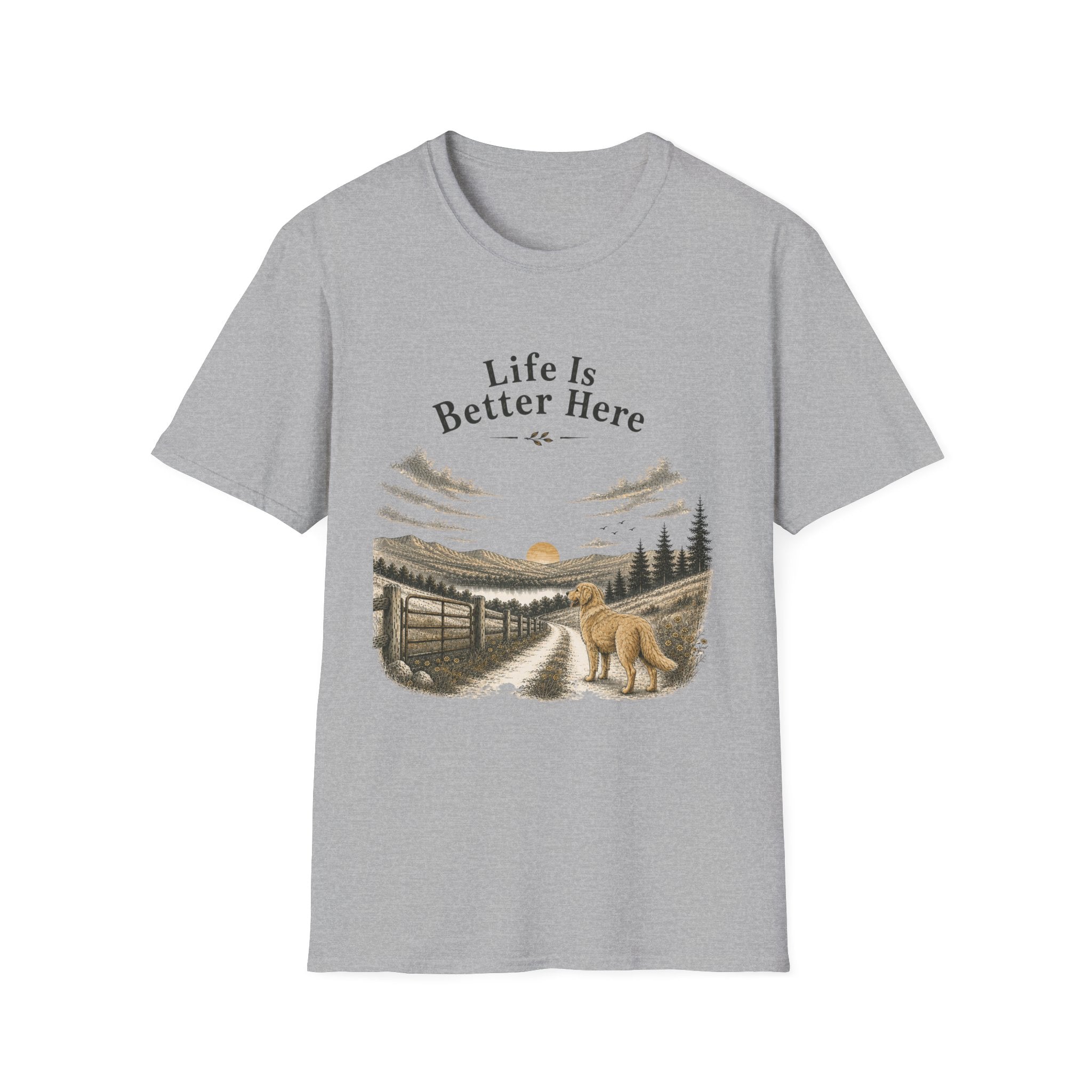 T-Shirt — "Life Is Better Here" Golden Retreiver