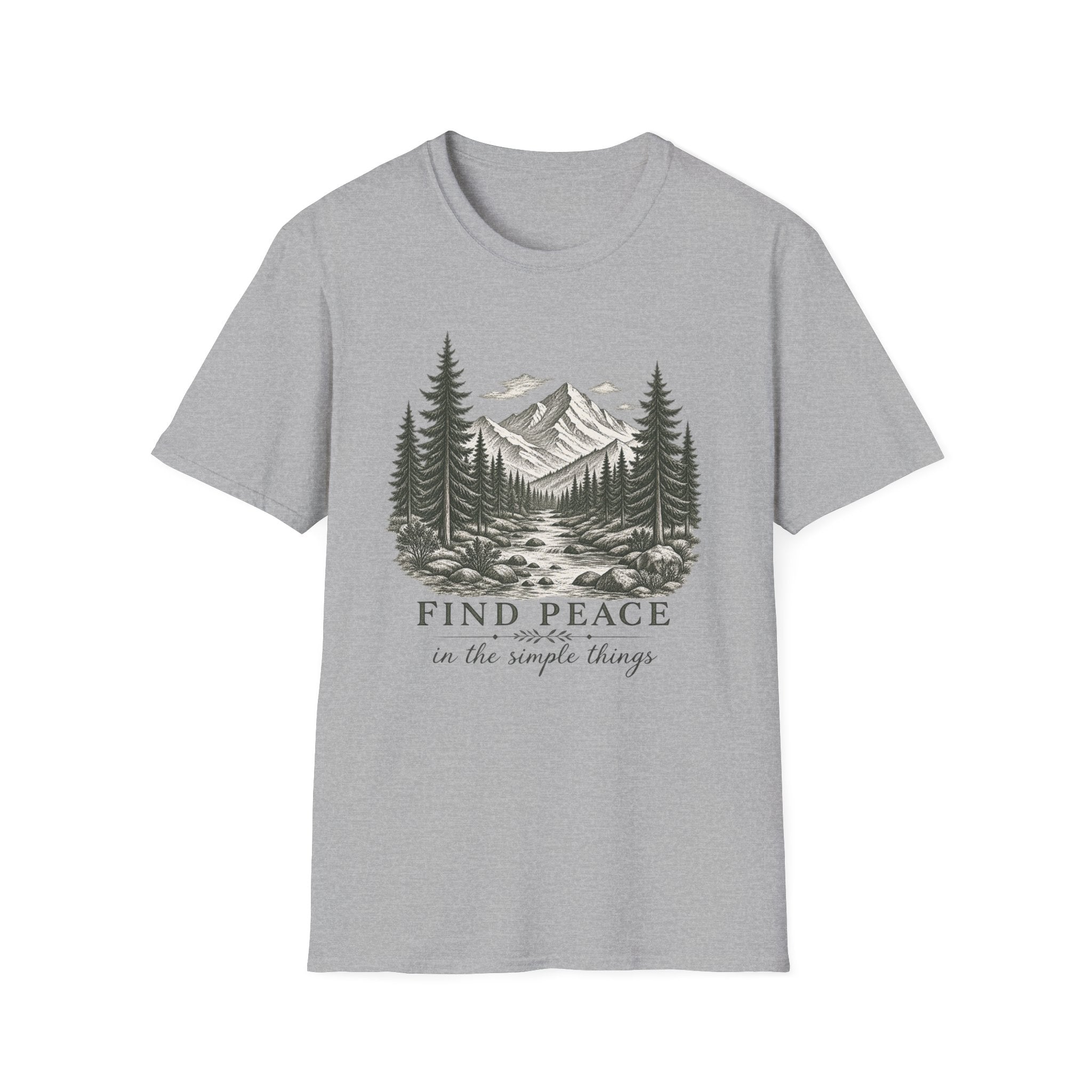 Find Peace Mountain T-Shirt — Vintage Forest Scenic Tee