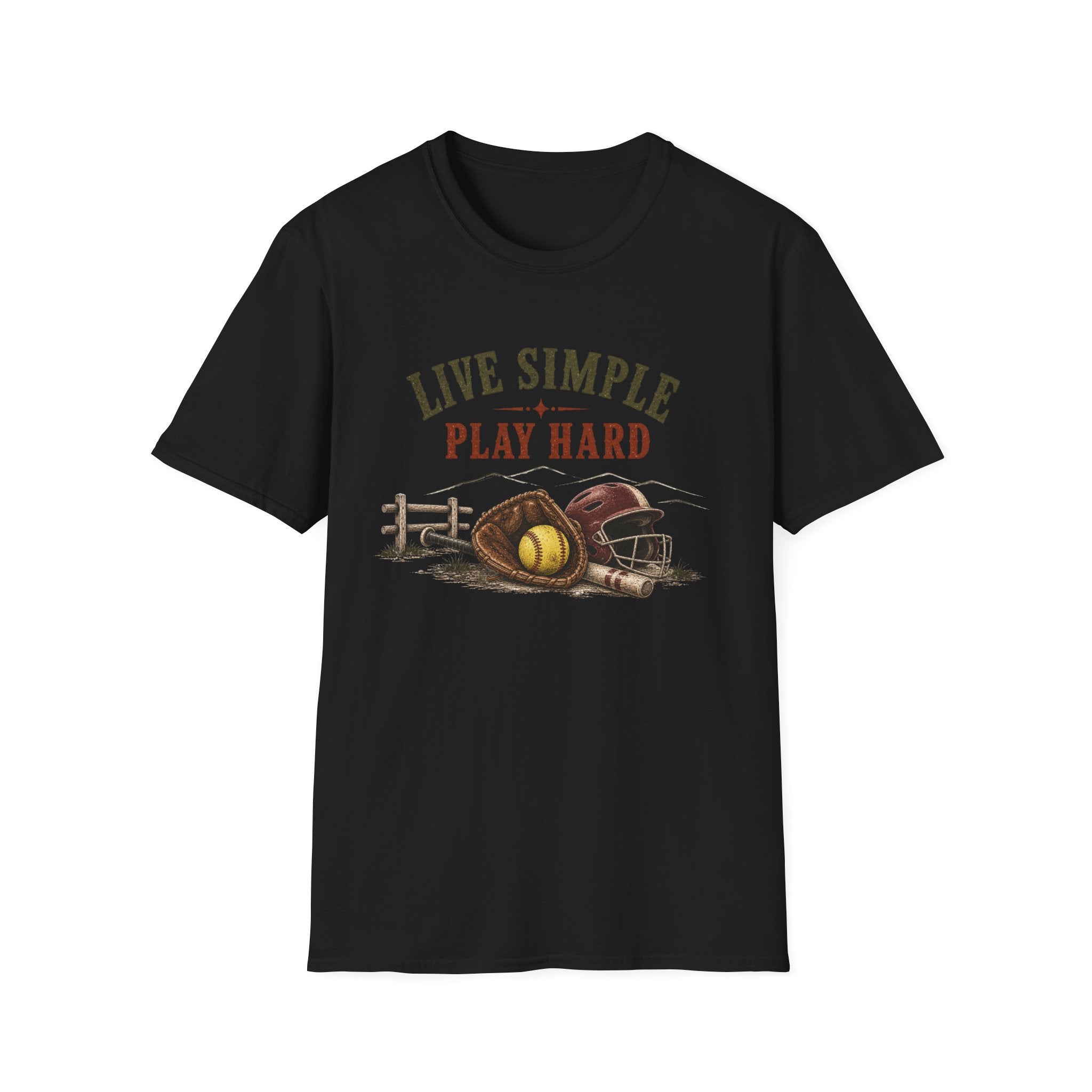 Live Simple Play Hard Softball T-Shirt — Softball Tee