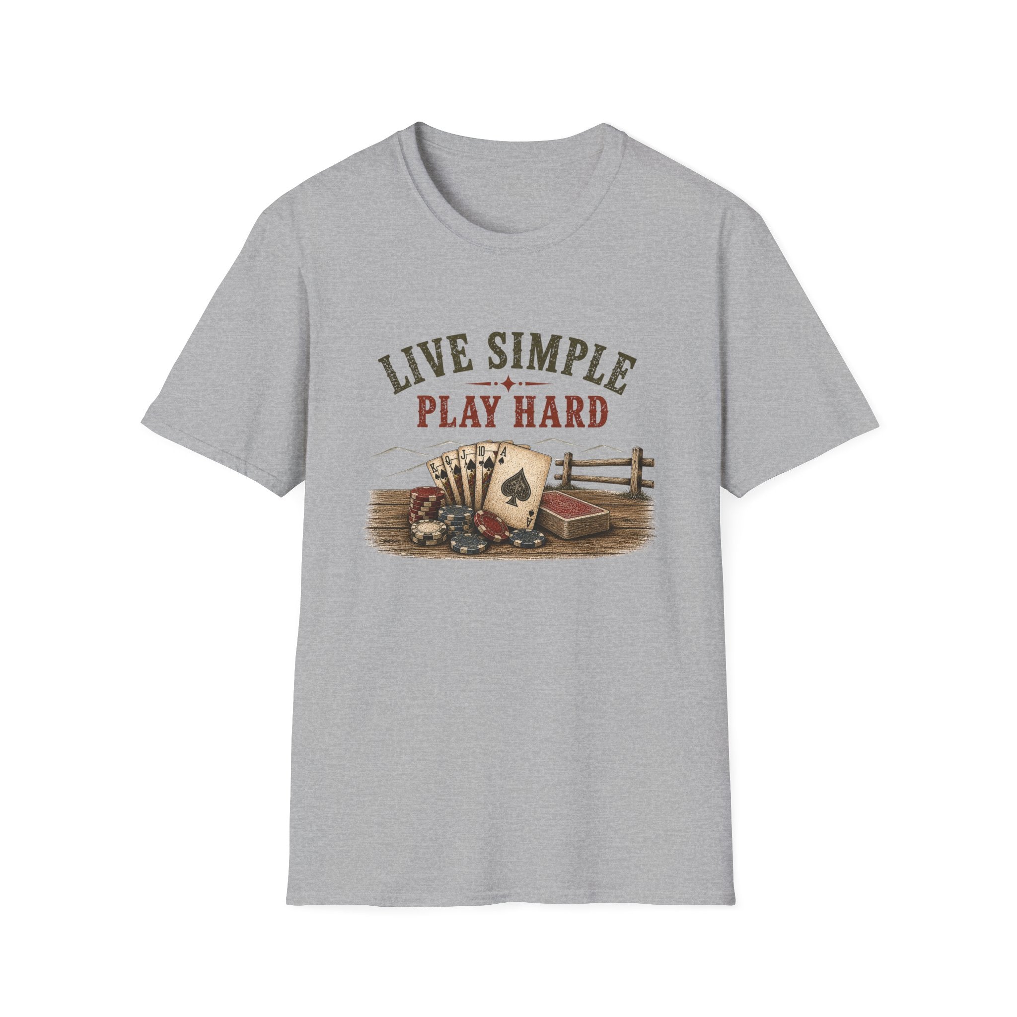Live Simple Play Hard T-Shirt — Vintage Poker & Ranch Graphic Tee
