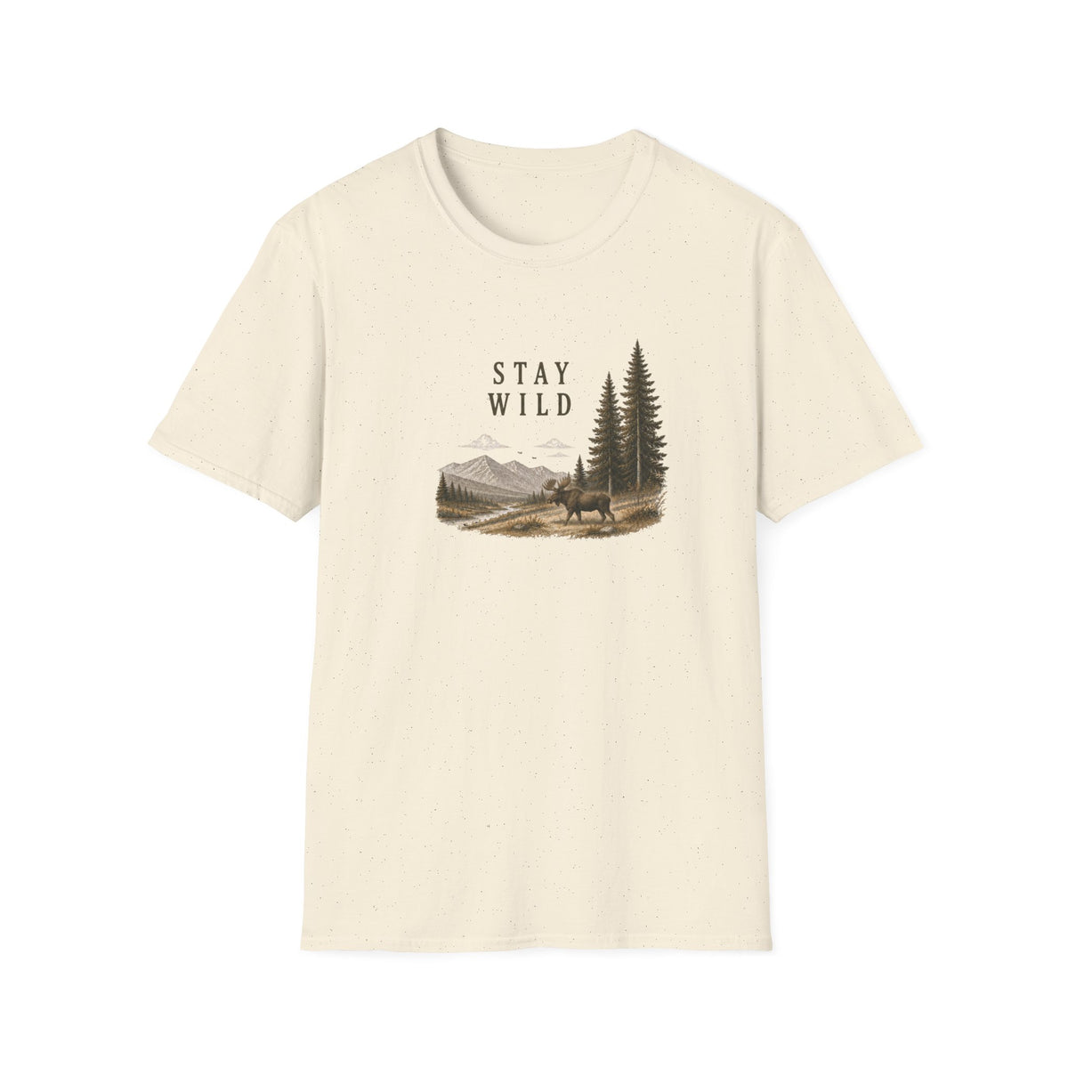 Stay Wild Mountain T-Shirt — Nature Forest Moose Graphic Tee