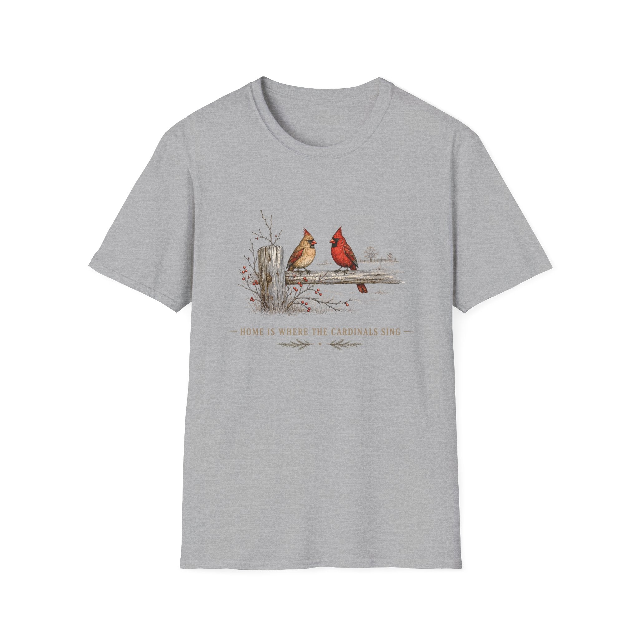 Cardinal Couple T-Shirt — Rustic Red Cardinal Tee